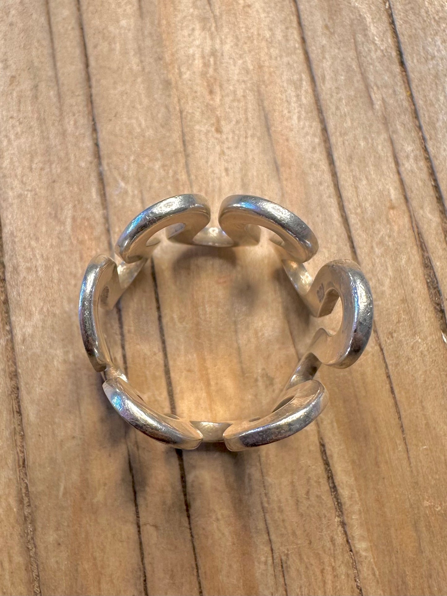 Modernist Wavy Band 925 Sterling Silver Size P1/2 Ring