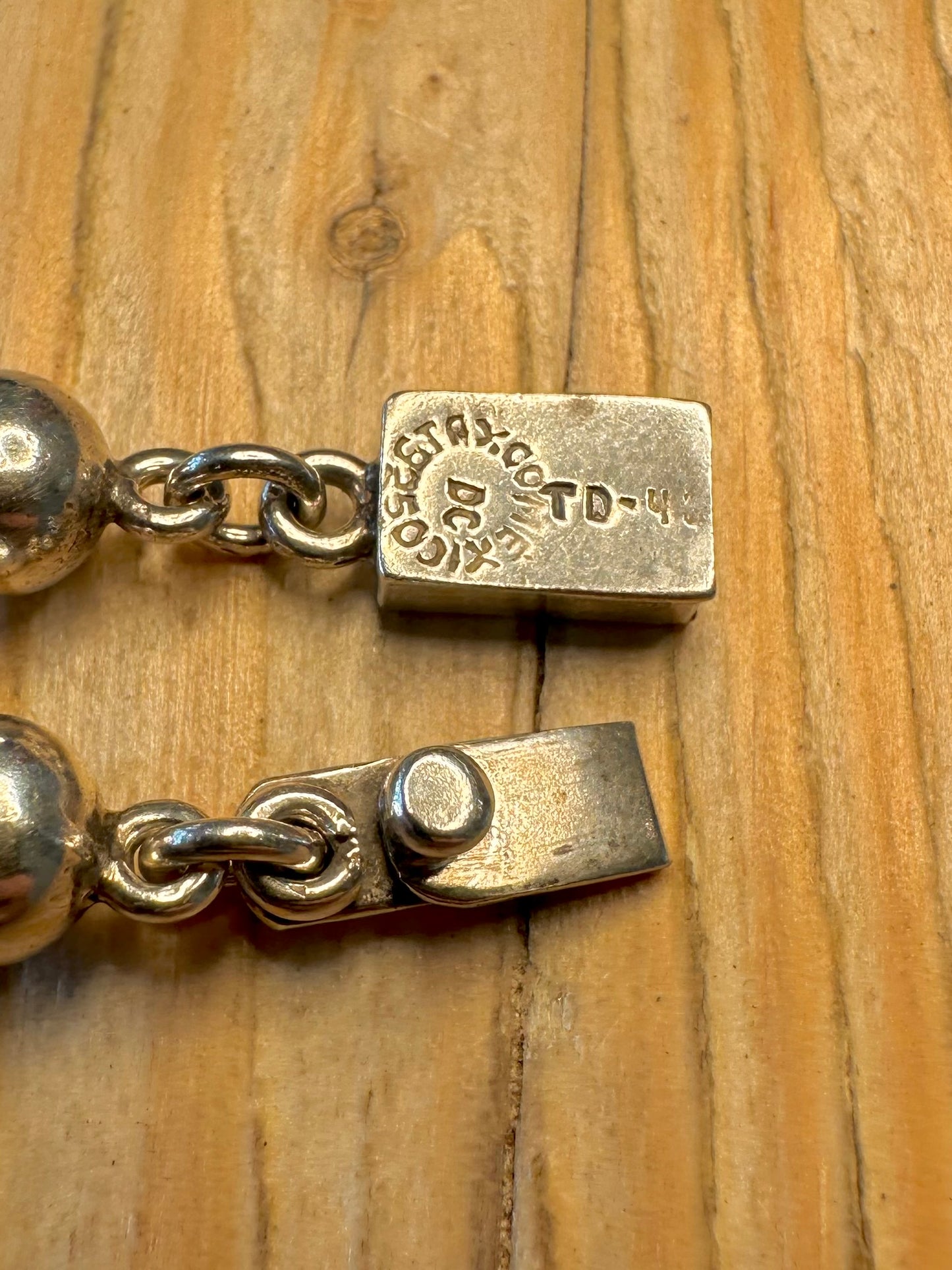 Abstract Square and Circle 925 Sterling Mexico 8.3 inch Bracelet