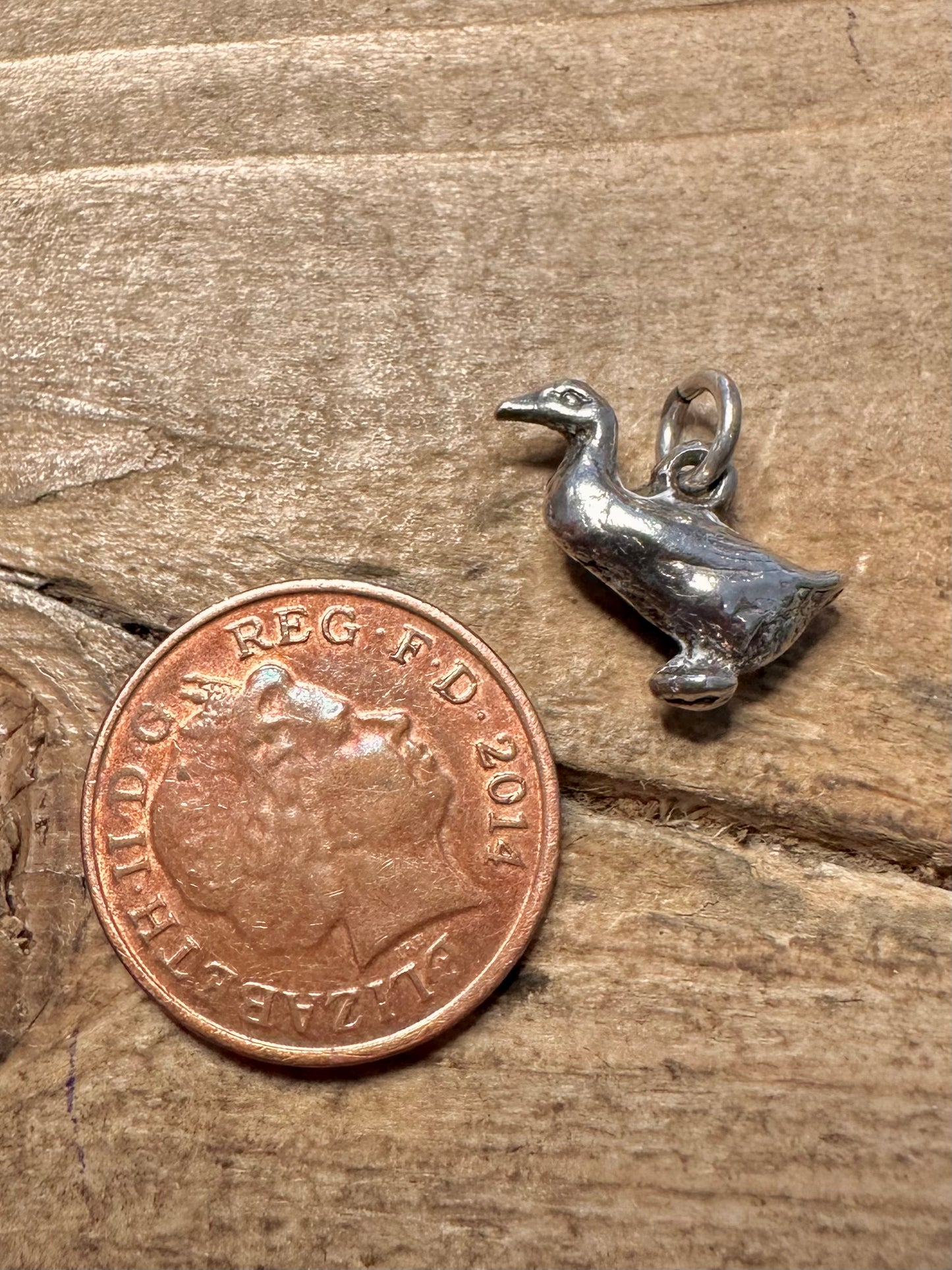 Vintage Duck 925 Silver Charm Pendant