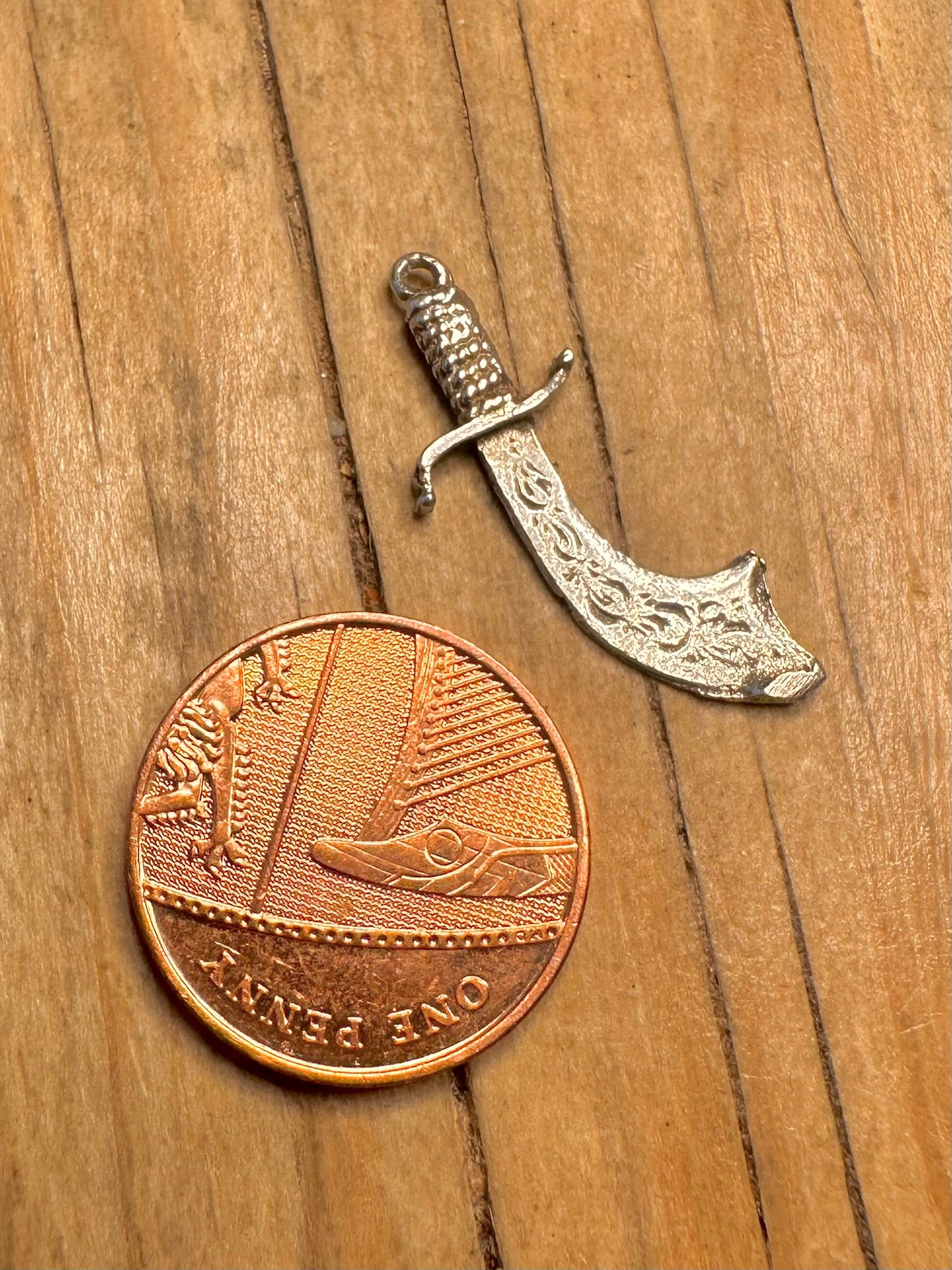 Vintage Arabic Sword 925 Sterling Silver Charm Pendant