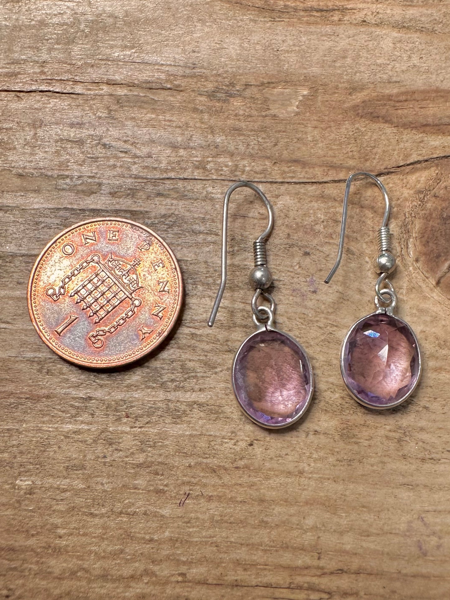 Vintage Amethyst Dangle 925 Silver Earrings