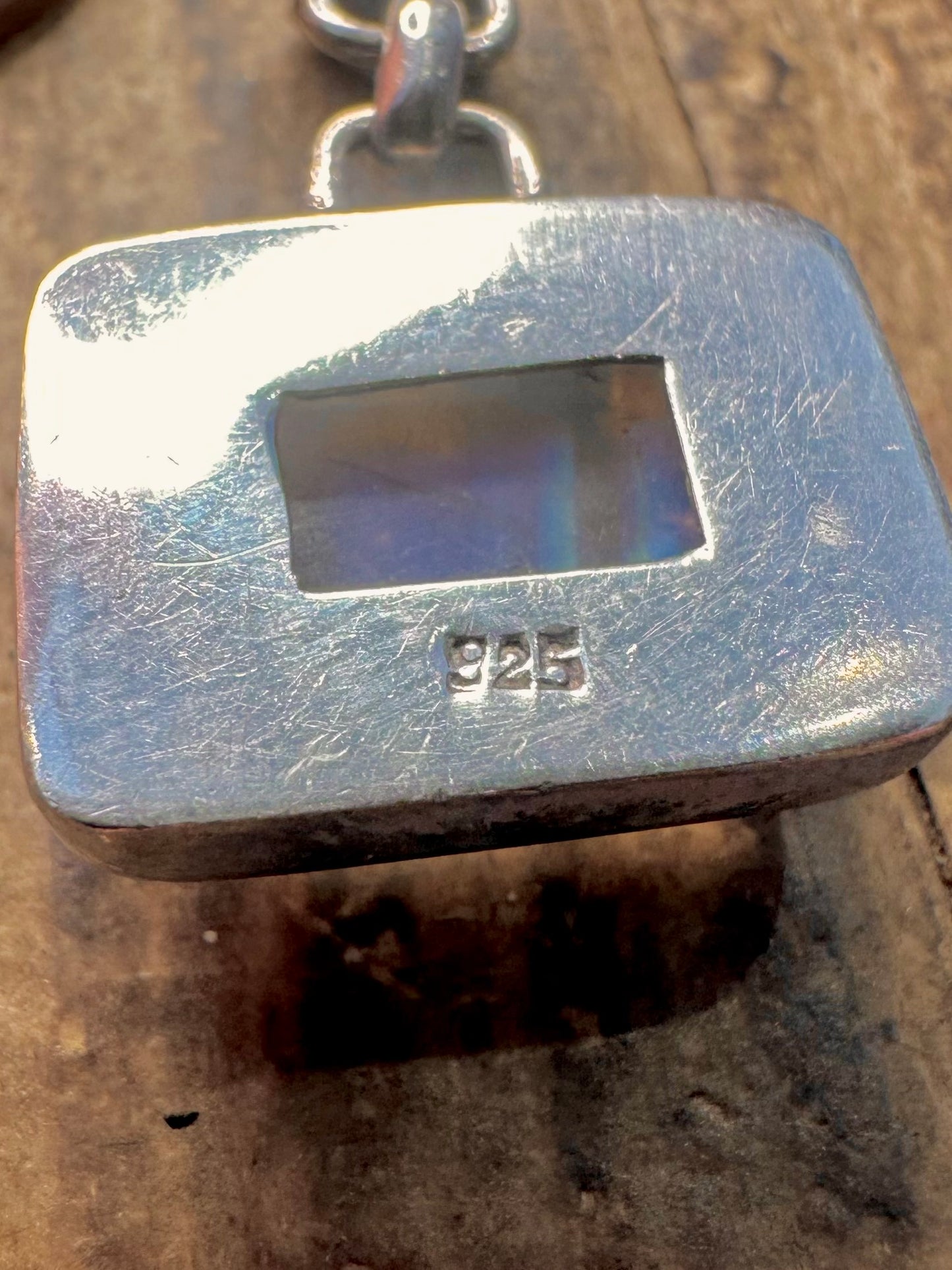 Dark Blue and Moonstone 925 Sterling Silver Pendant