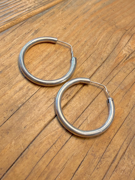 Chunky Rounded Hoops 925 Sterling Silver Earringa
