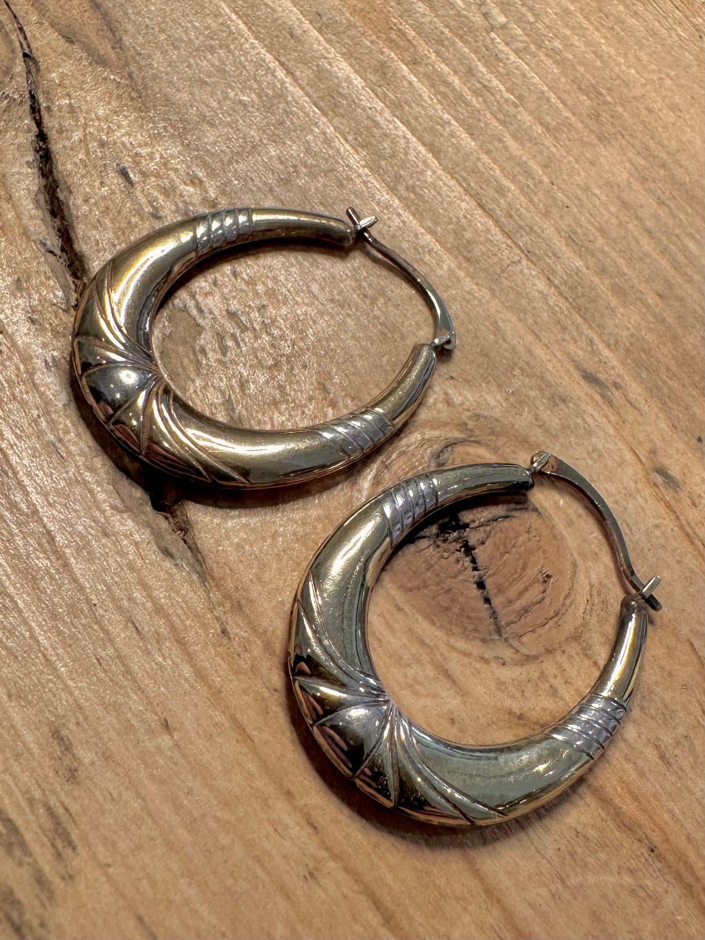 Vintage 9ct Gold Bonded 925 Silver Hoop Earrings