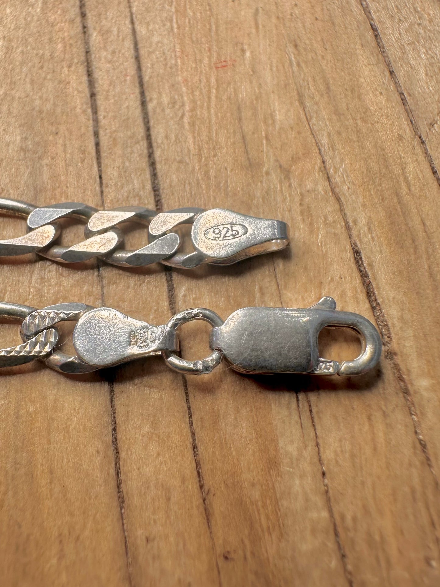 Vintage Textured Figaro Chain 925 Sterling Silver 20 inch Necklace