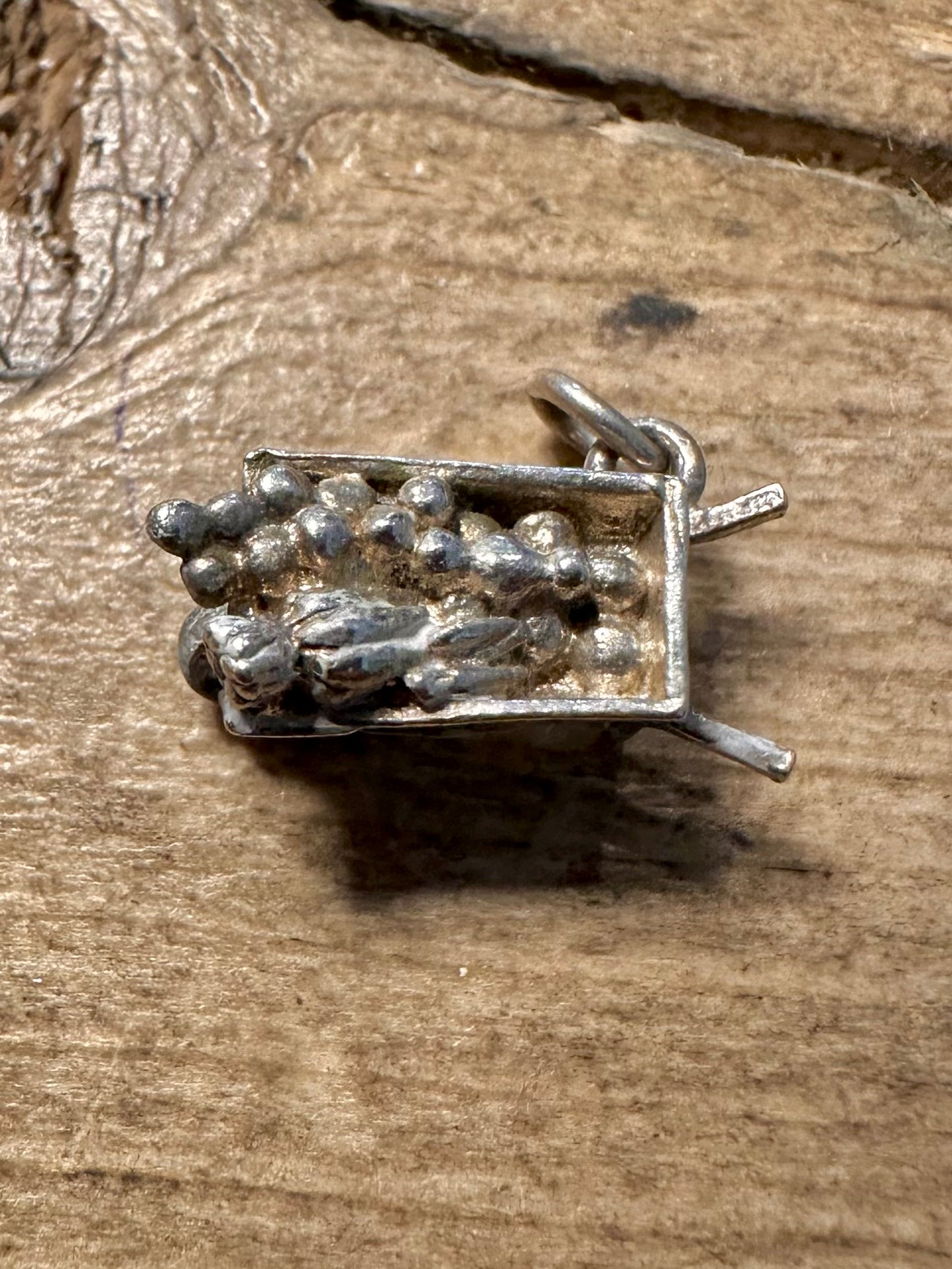 Vintage Wheelbarrow 925 Silver Charm Pendant