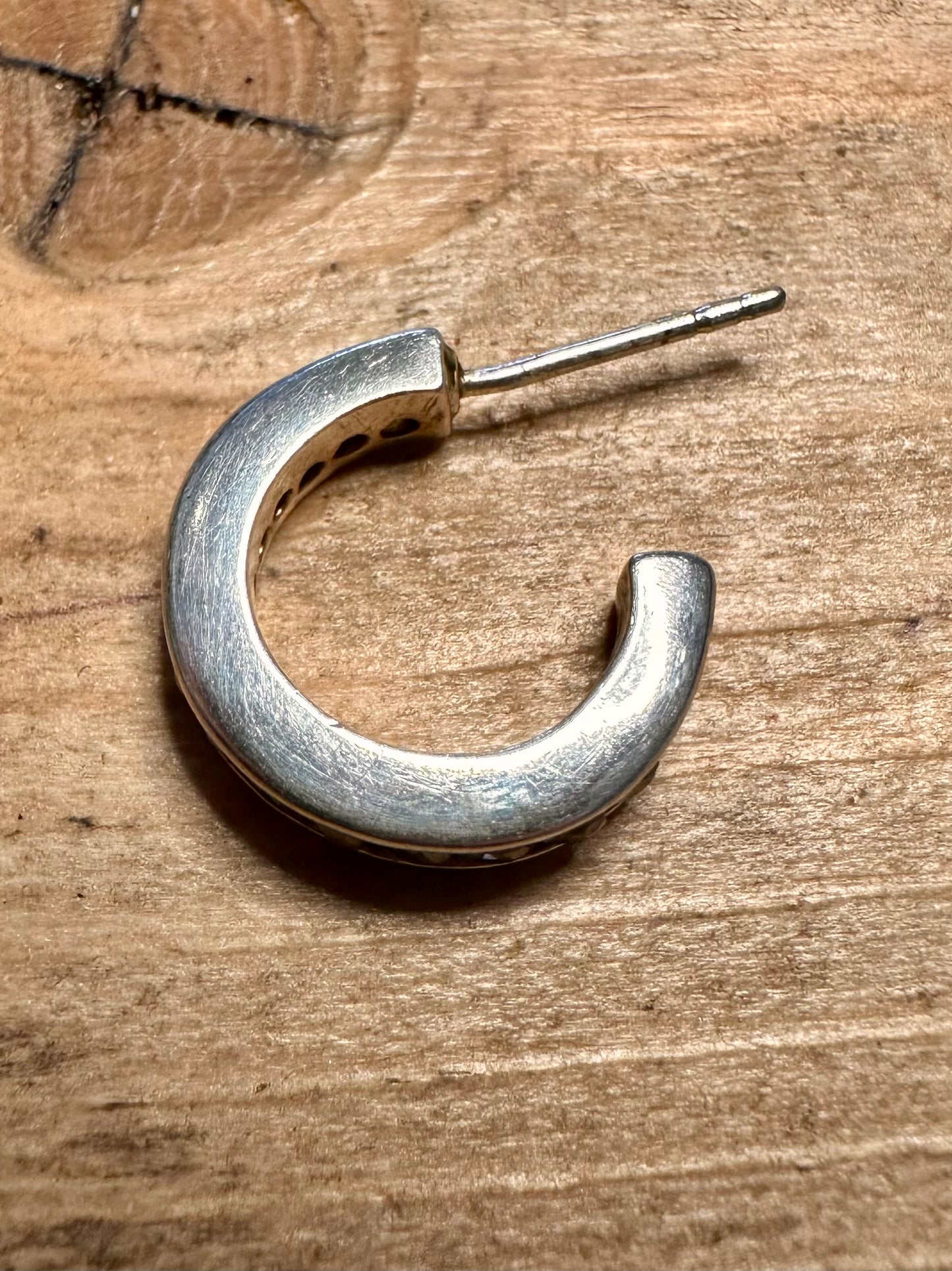 Vintage CZ Half Hoops 925 Silver Earrings