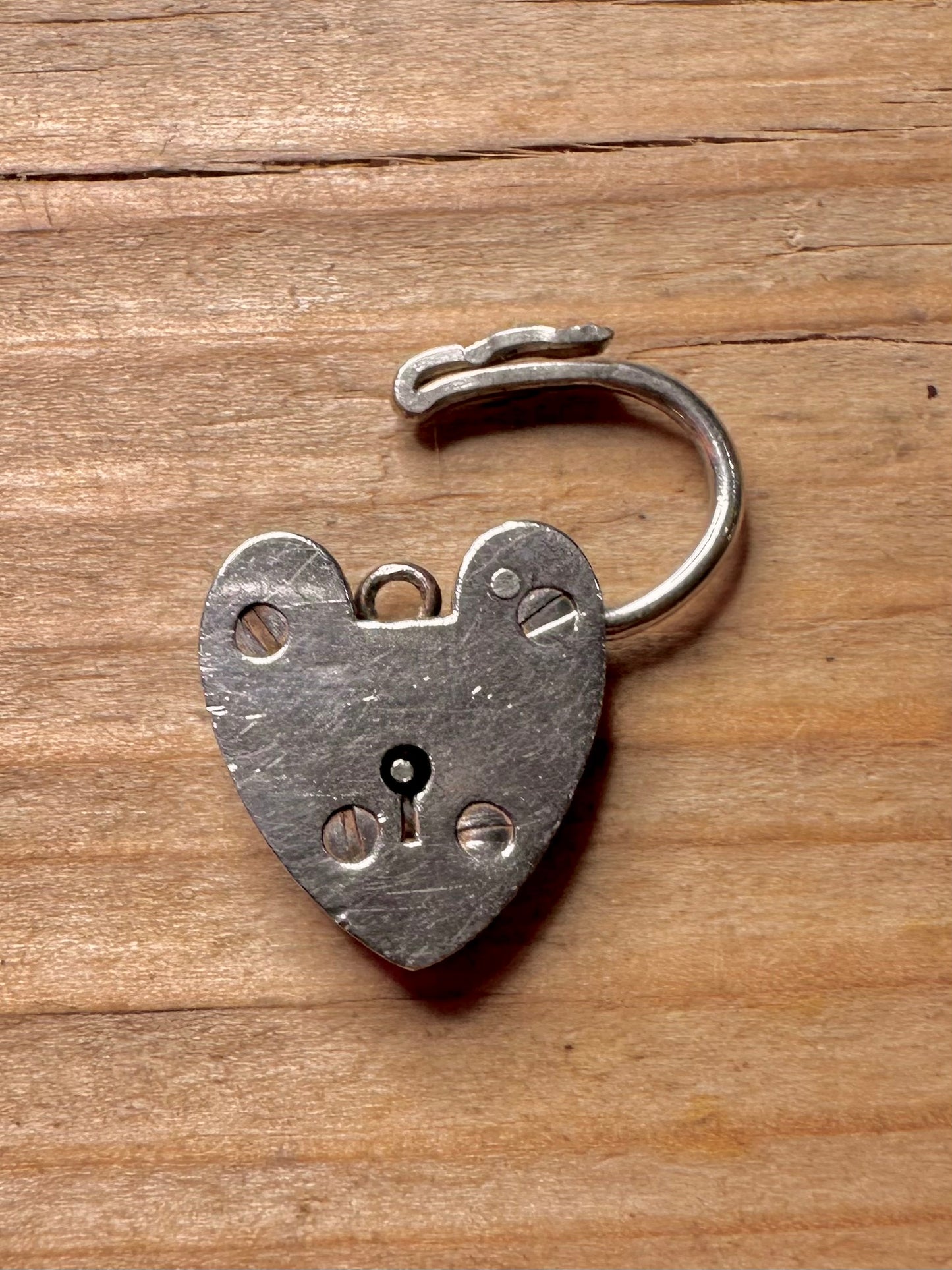 Vintage Heart Padlock 925 Sterling Silver Charm Pendant