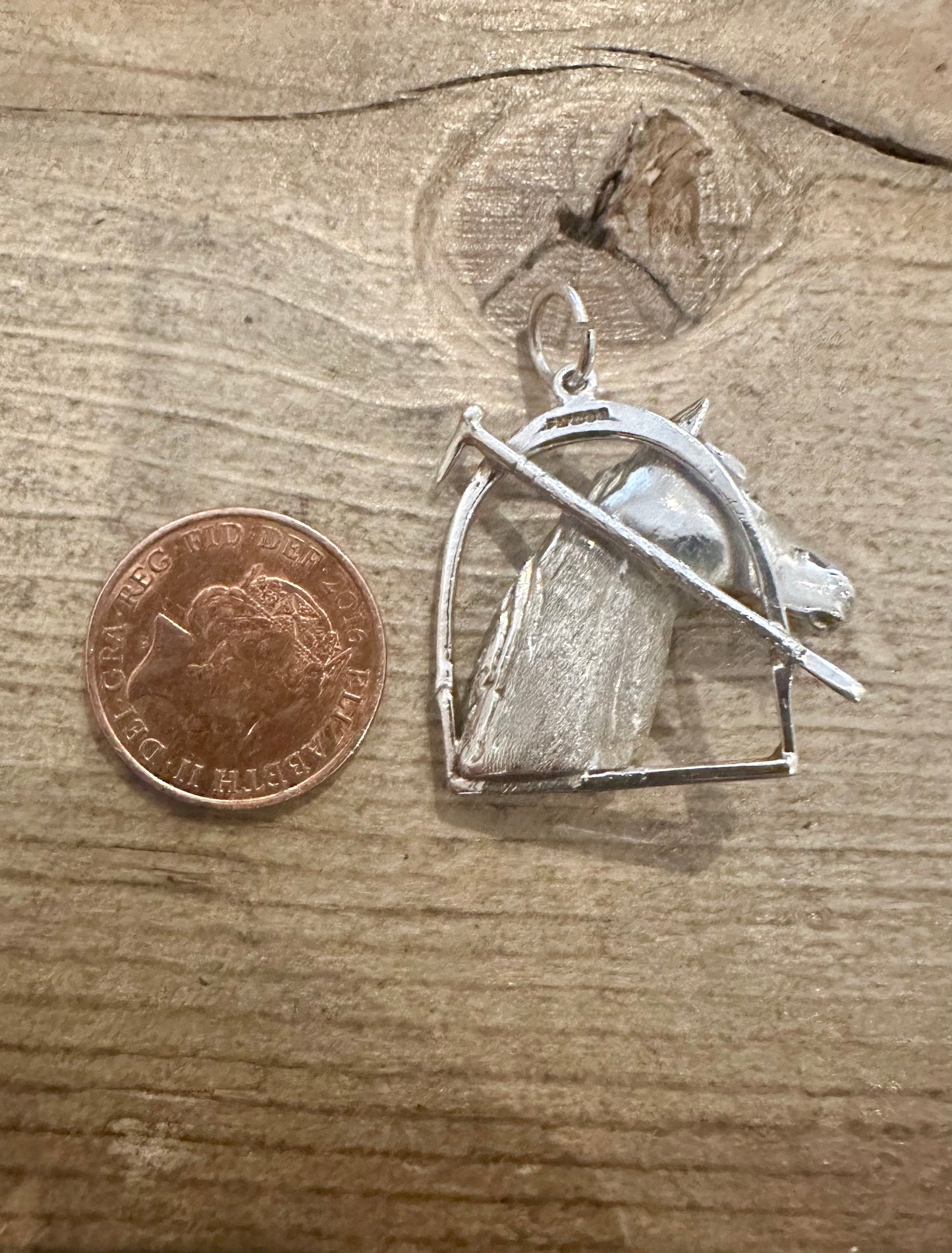 Vintage 1977 Horse Head Stirrup and Polo 925 Silver Pendant