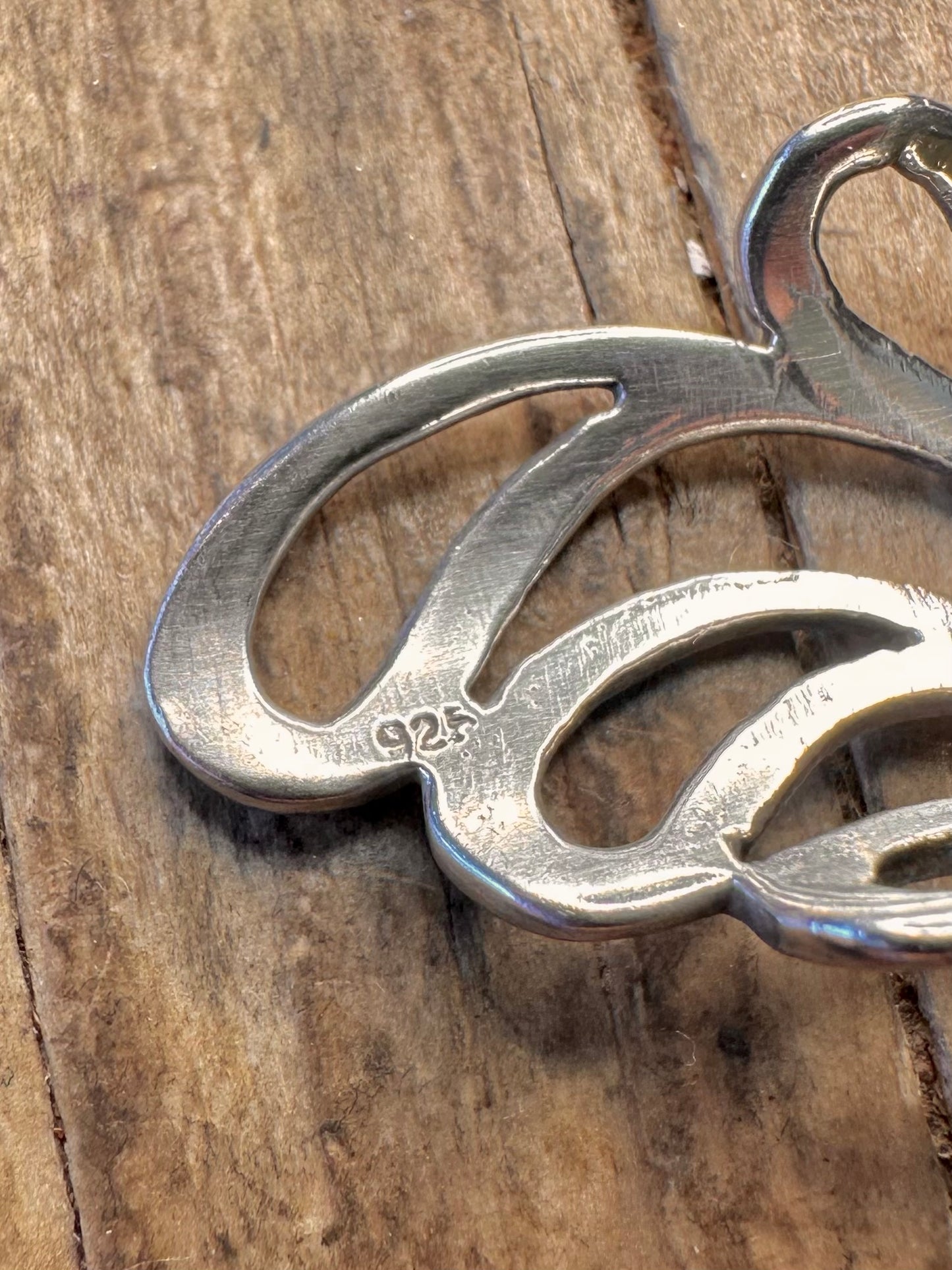 Langer, offener 925er Sterlingsilber-Ring Größe Q