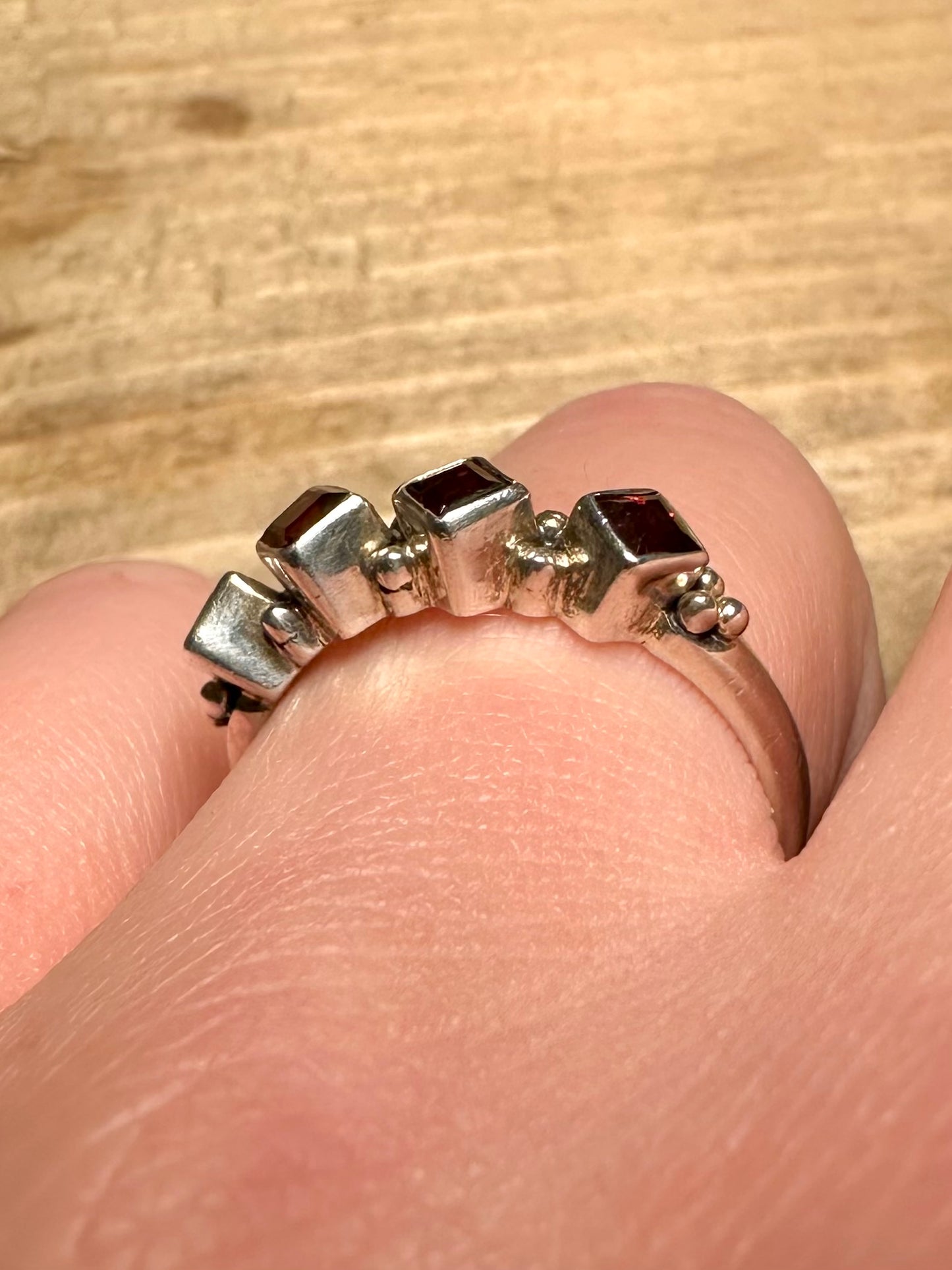 Vintage Garnet 925 Silver Size S Ring