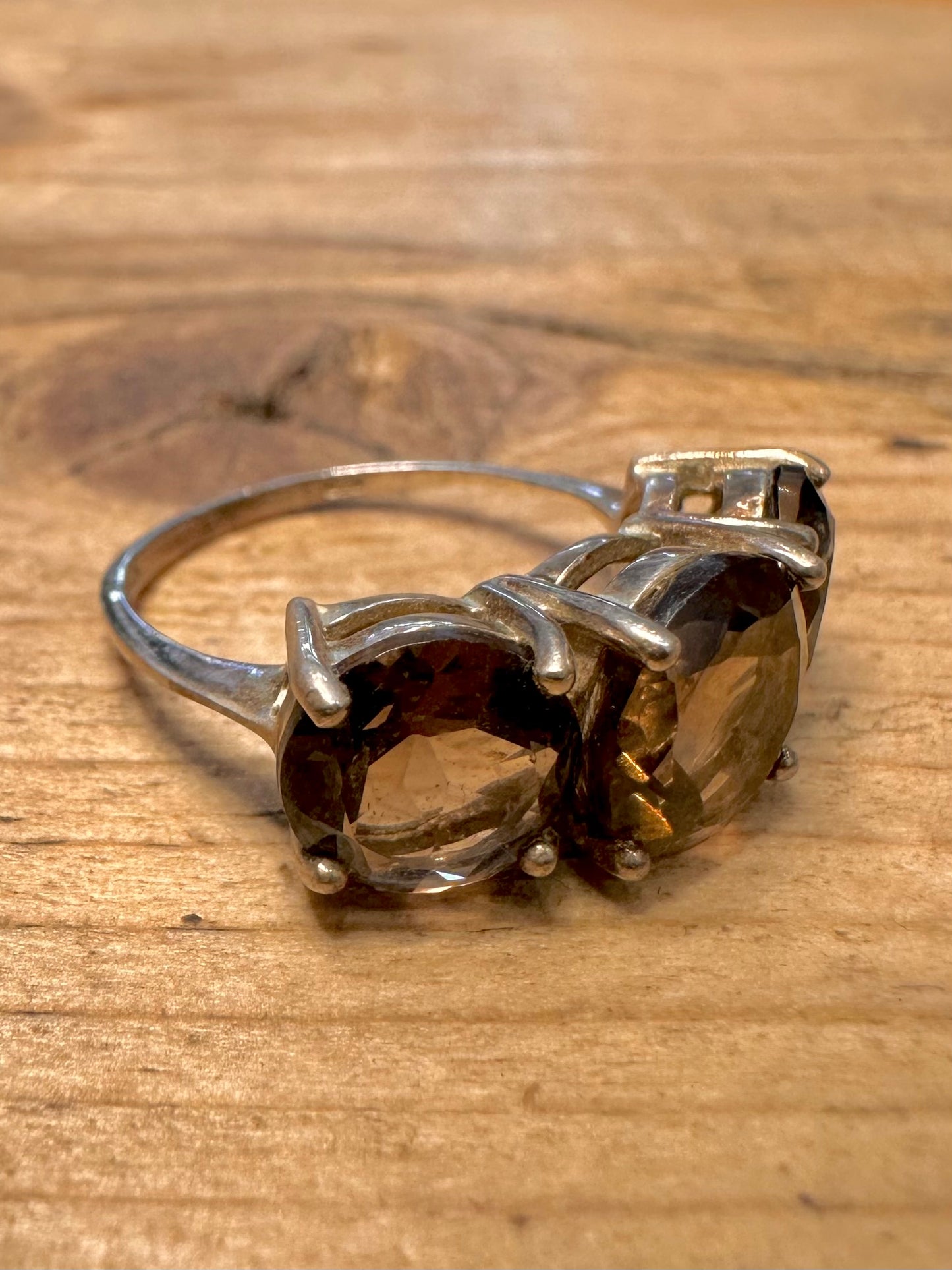 Vintage Smokey Quarts 925 Silver Size N Ring