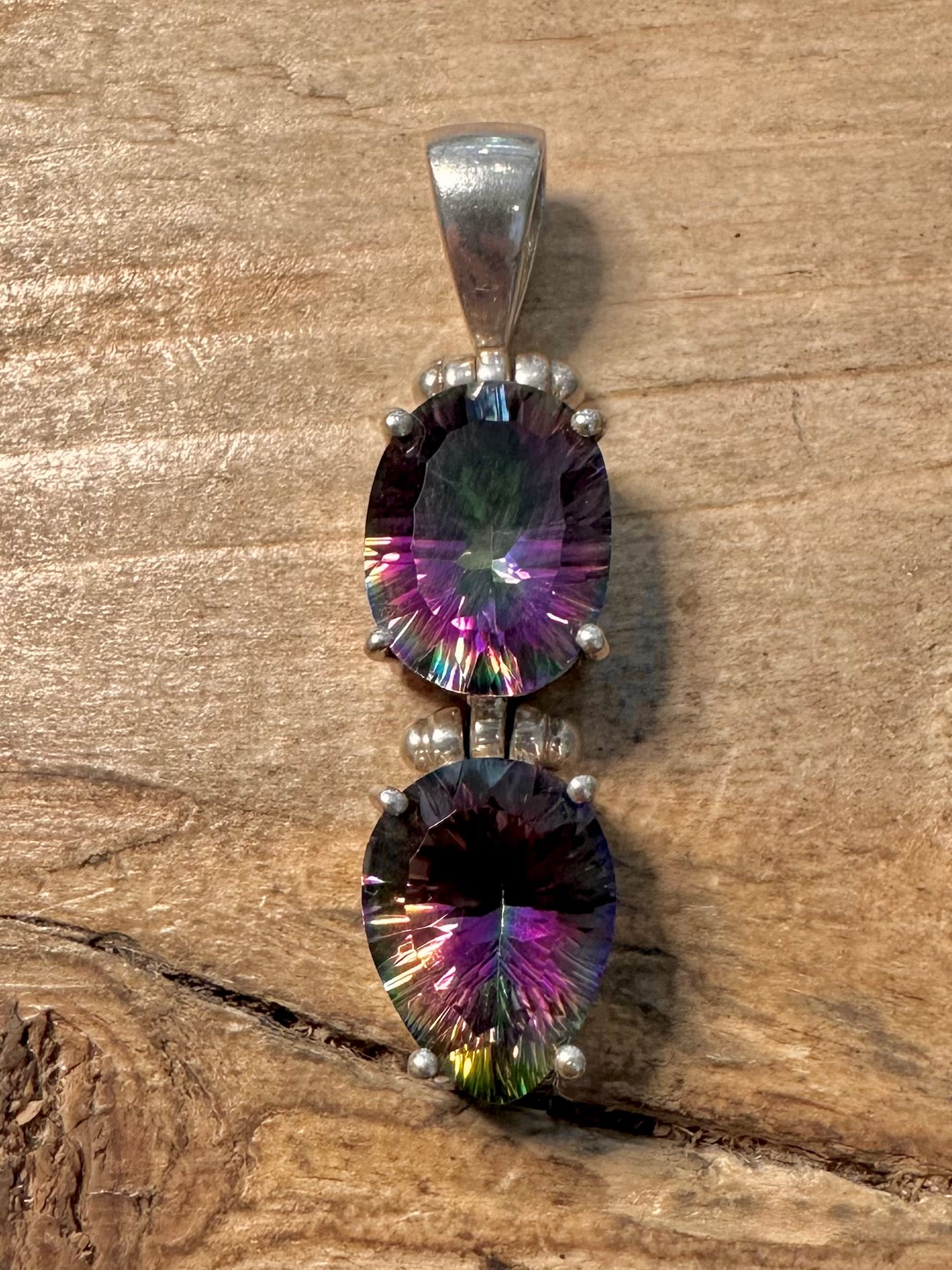 Modernist 2011 Mystic Topaz 925 Silver Pendant