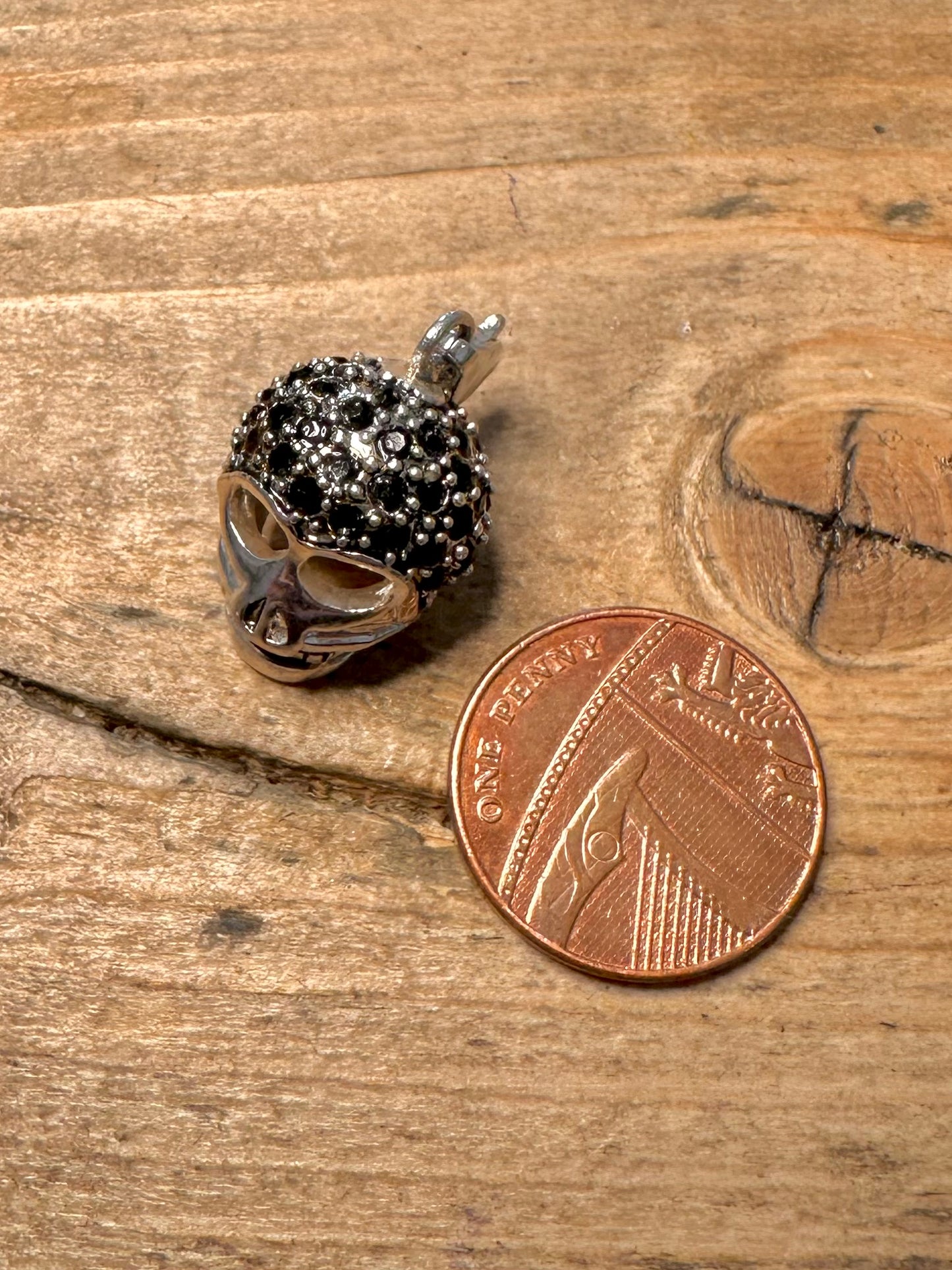 Modern Skull Black CZ Stone 925 Silver Pendant