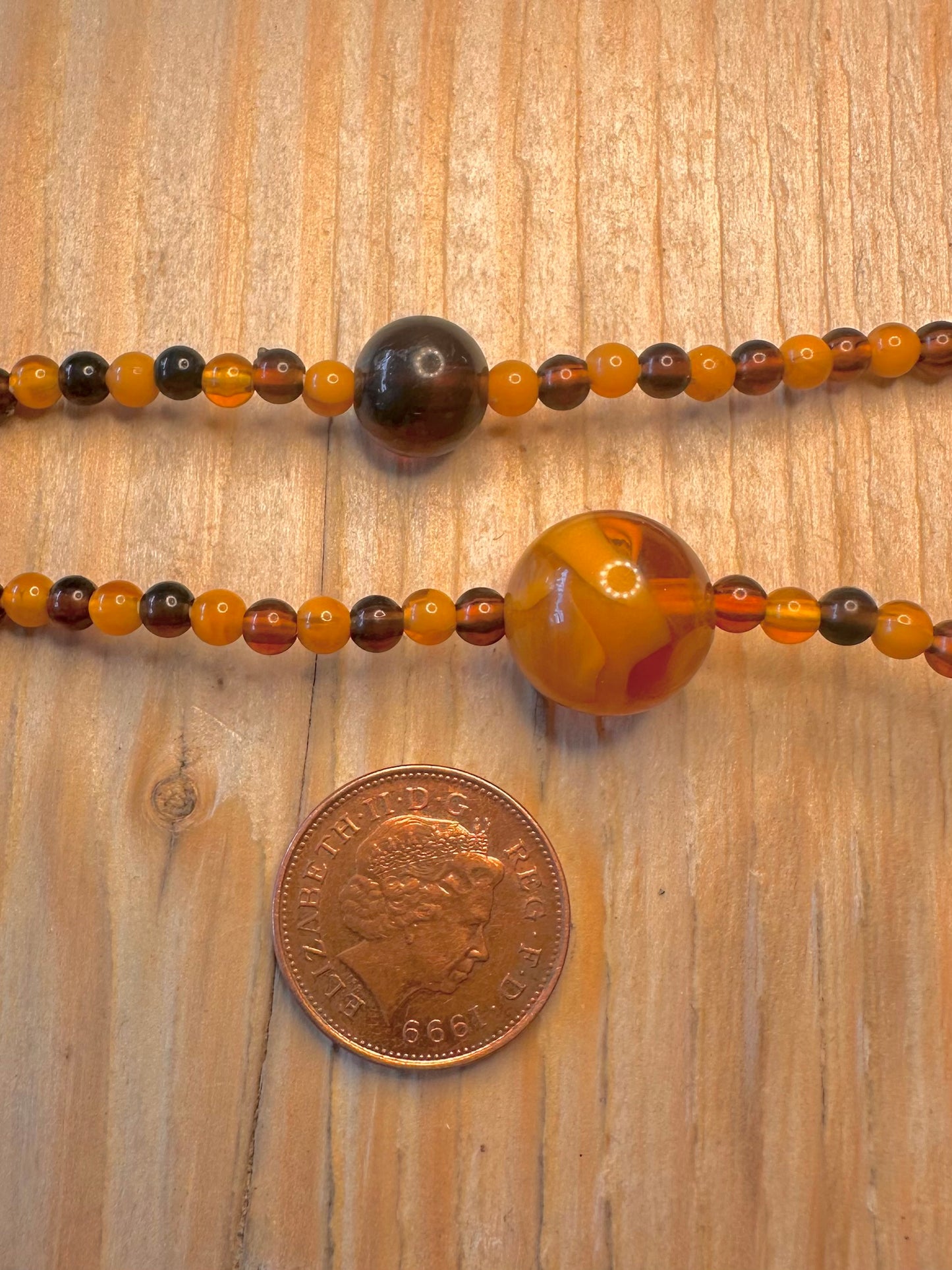 Vintage Amber Bead Costume 26 inch Necklace