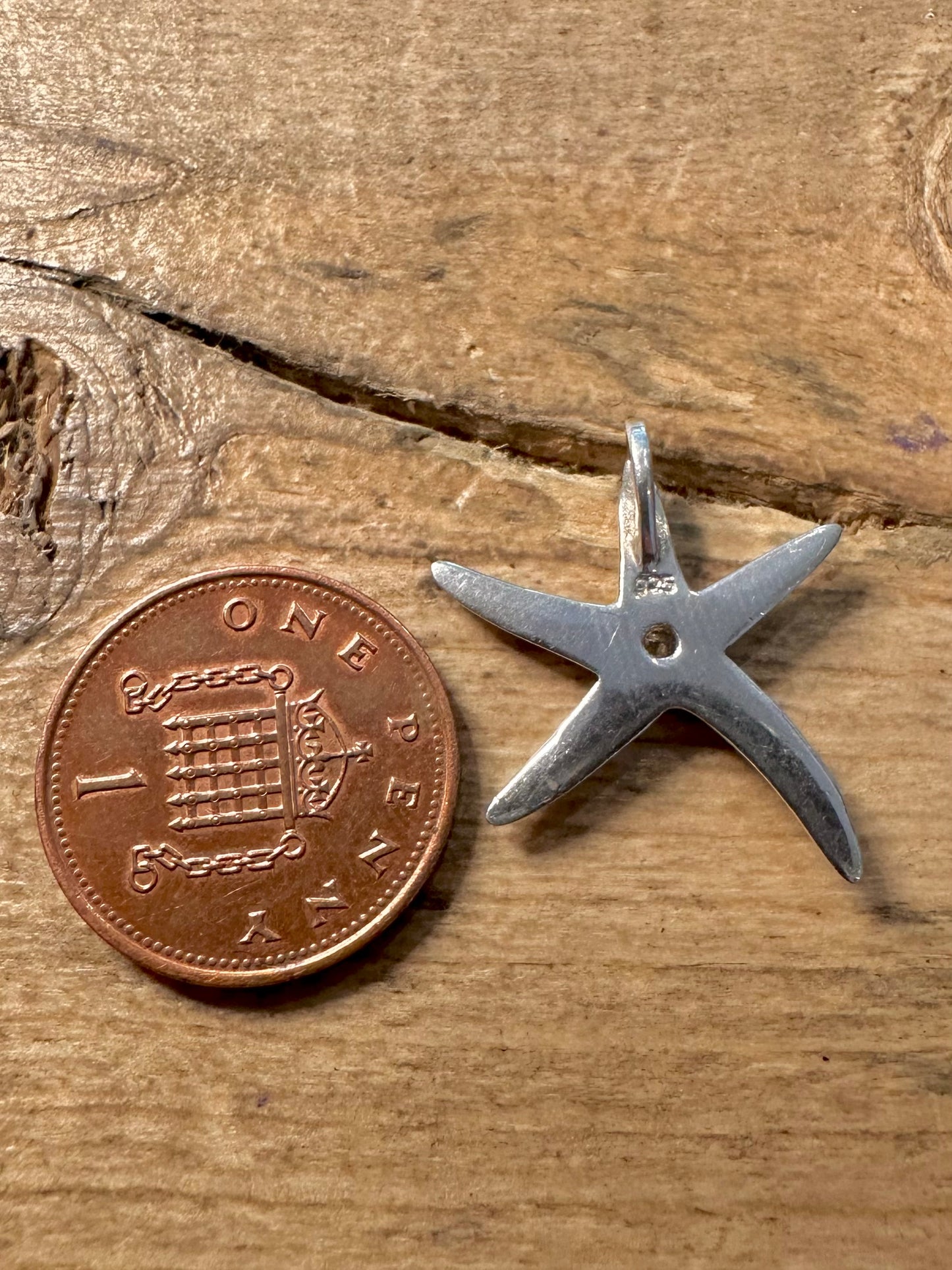 Modern CZ Starfish 925 Silver Pendant