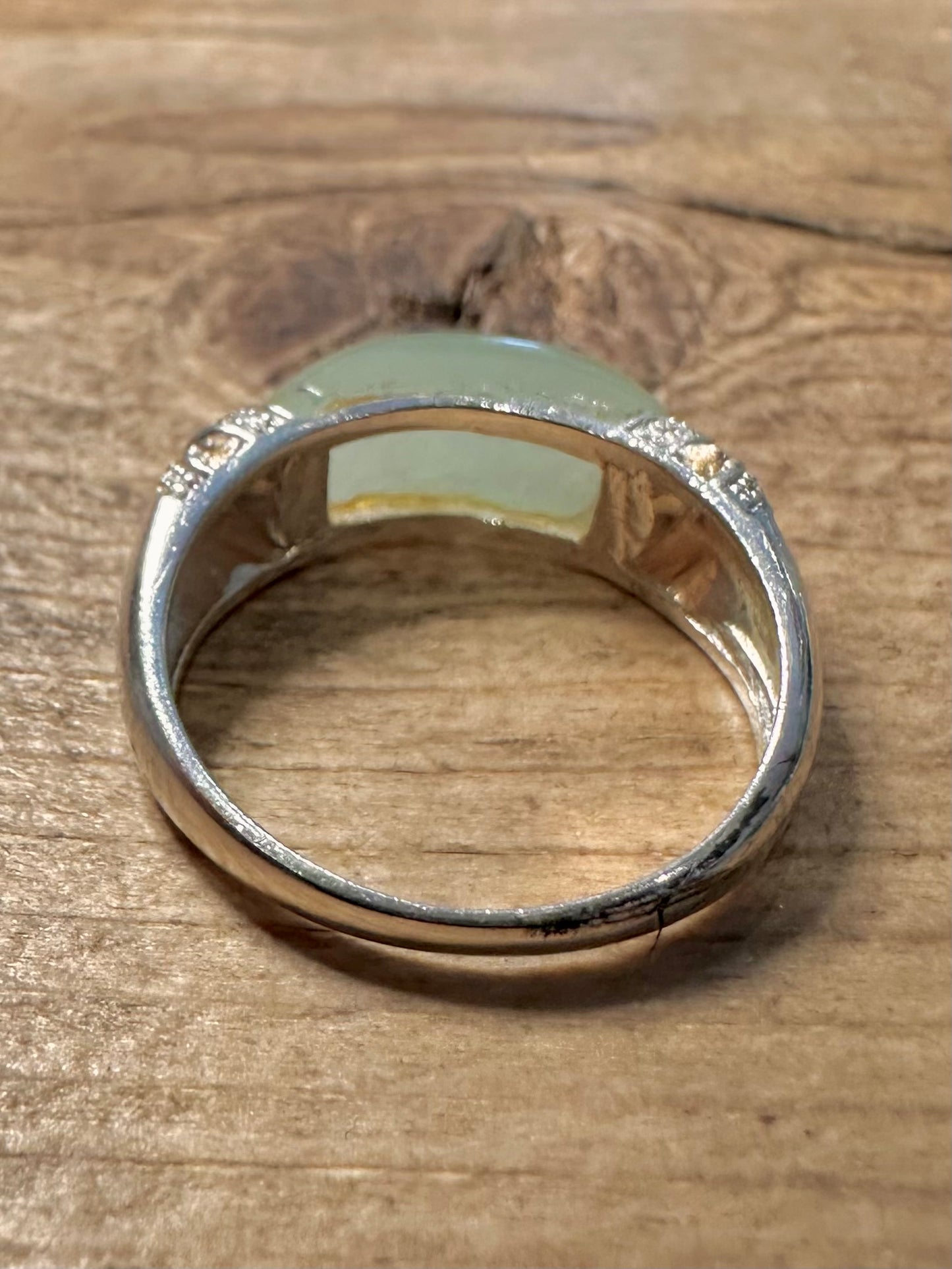 Vintage Jade 925 Silver Size Q Ring