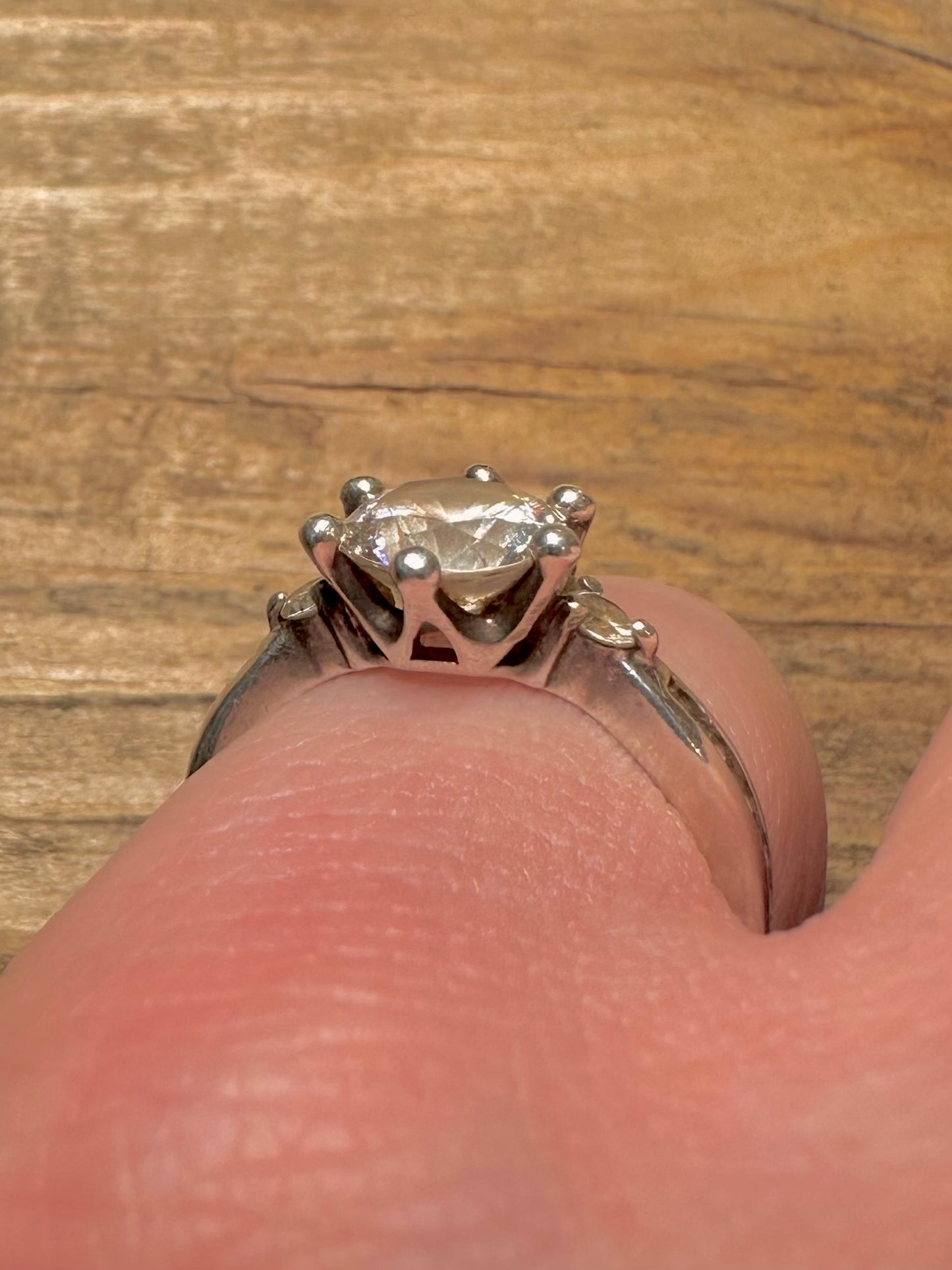 Vintage CZ Solitaire 925 Silver Size N Ring