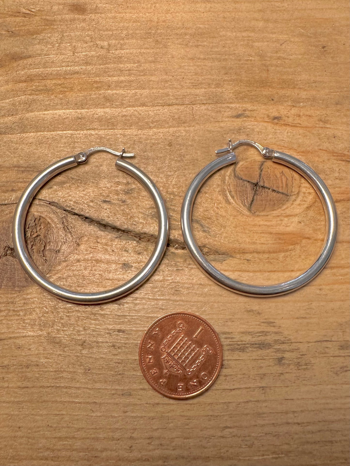 Vintage Chunk Hoops 925 Silver Earrings