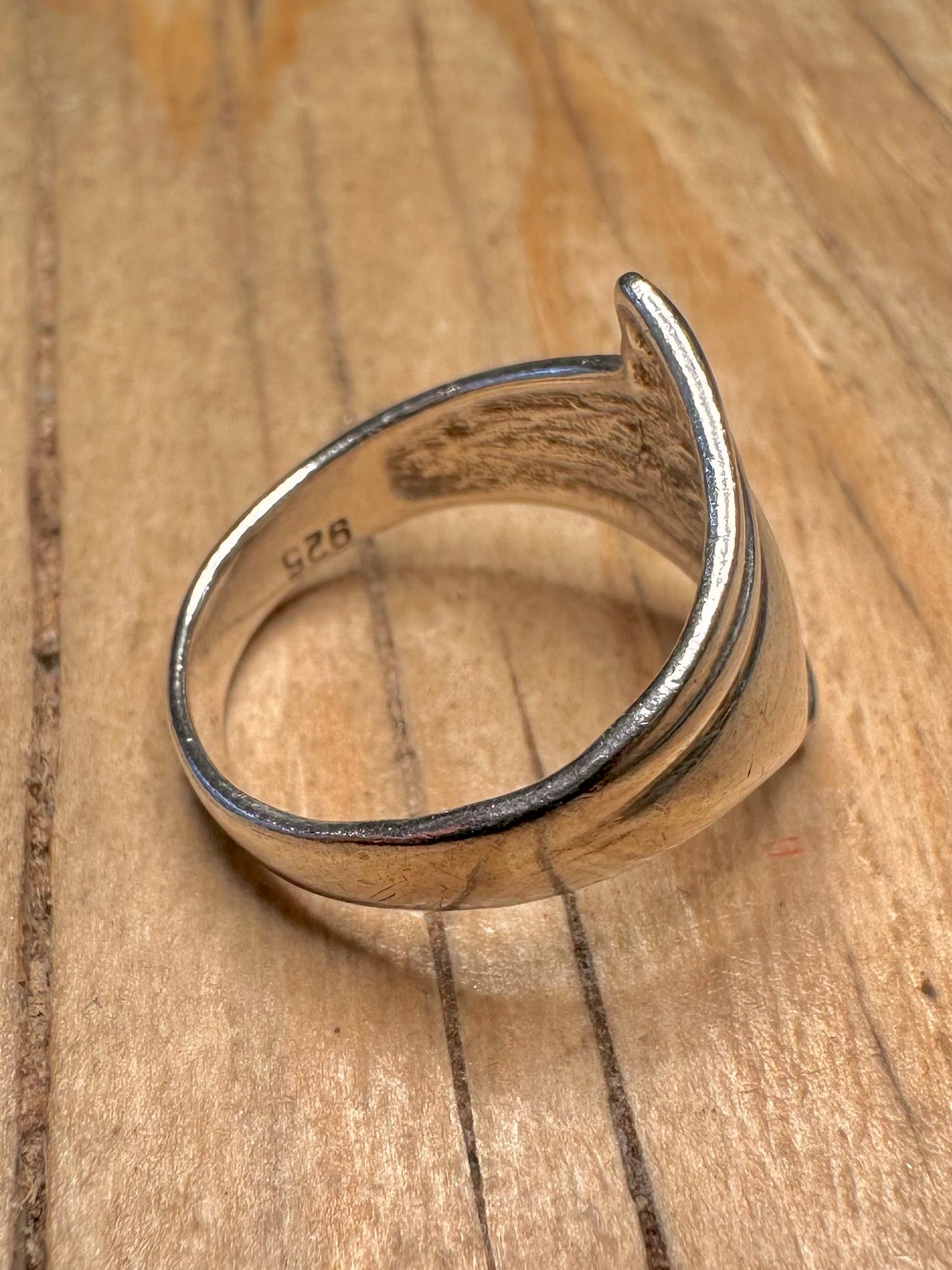 Abstract Shaped 925 Sterling Silver Size M Ring