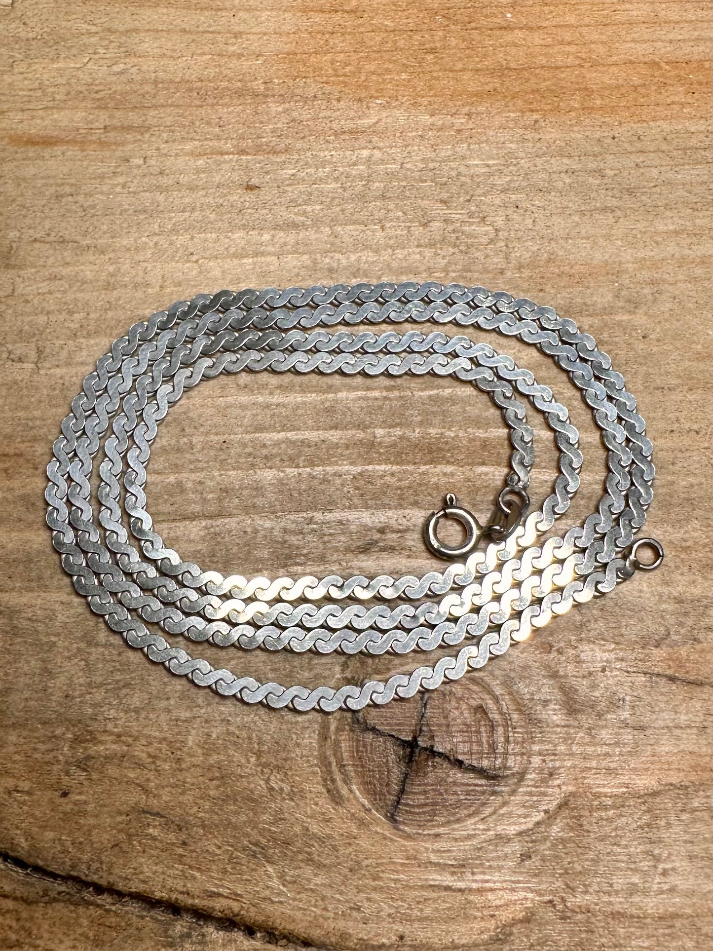 Vintage Flat S Link 925 Silver 23.5 inch Necklace