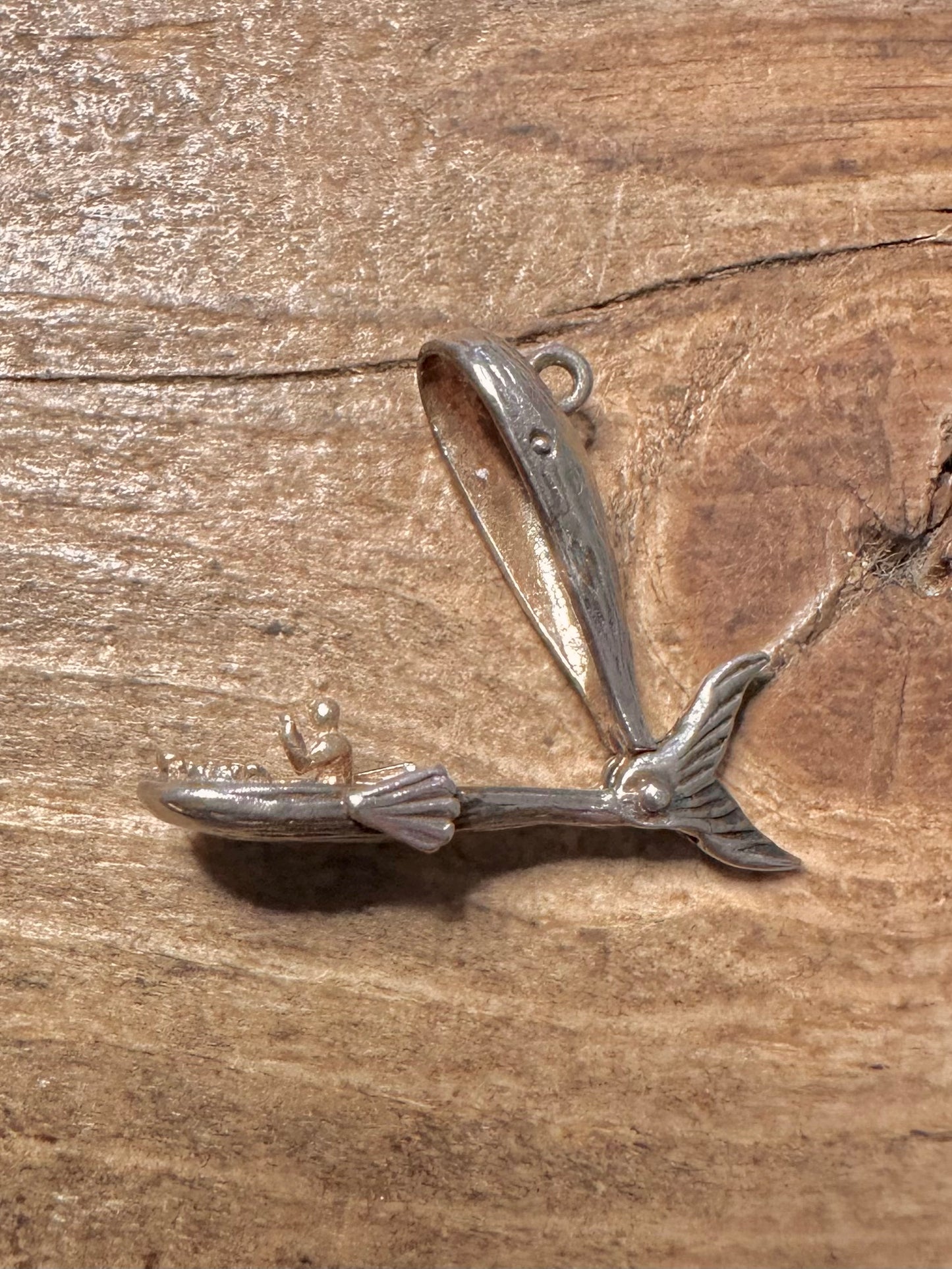 Vintage Jonah and the Whale Articulated 925 Silver Charm Pendant