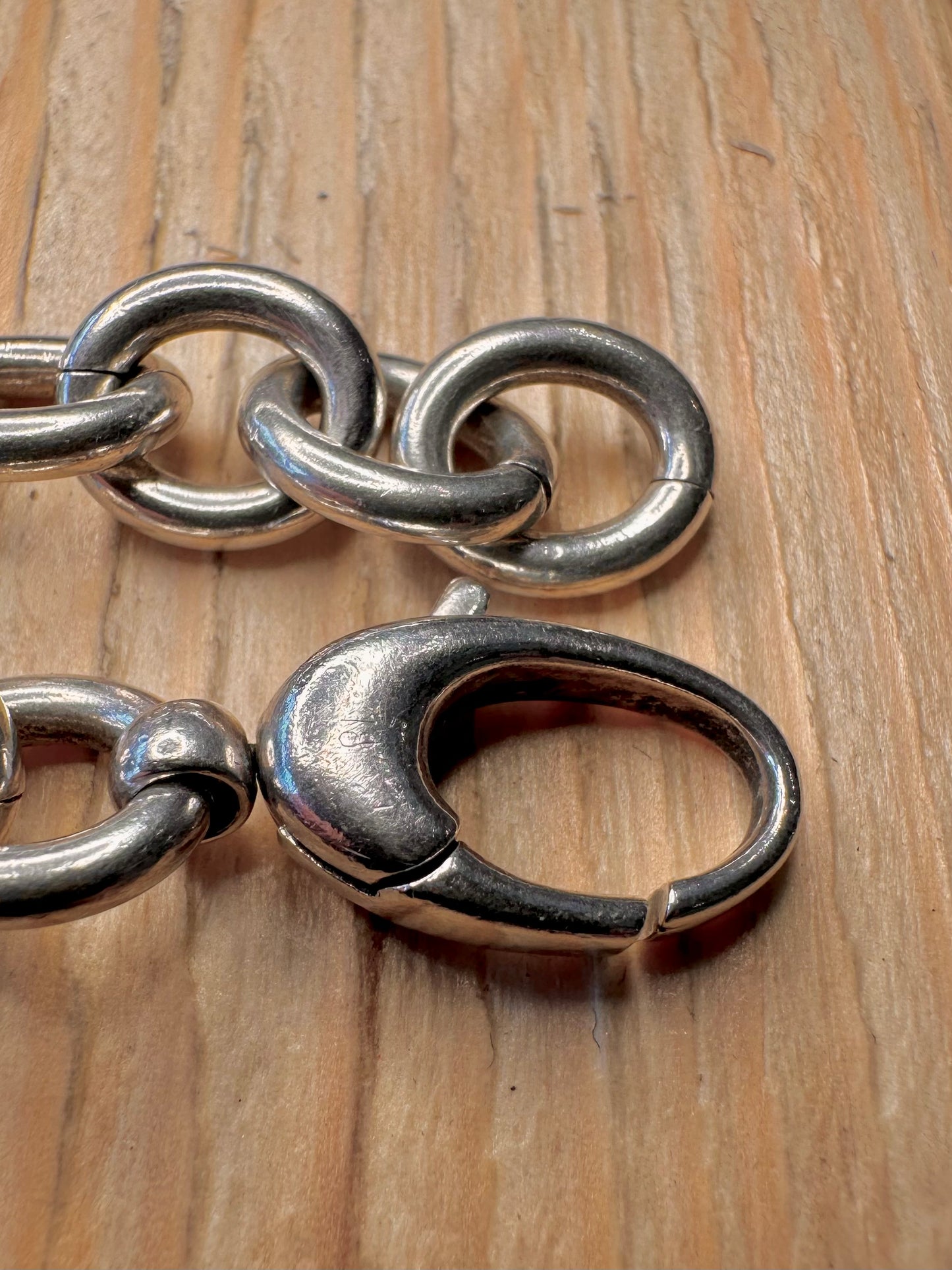 Vintage GUCCI Link Double Dog Tag Style 925 Silver 8.3 inch Bracelet