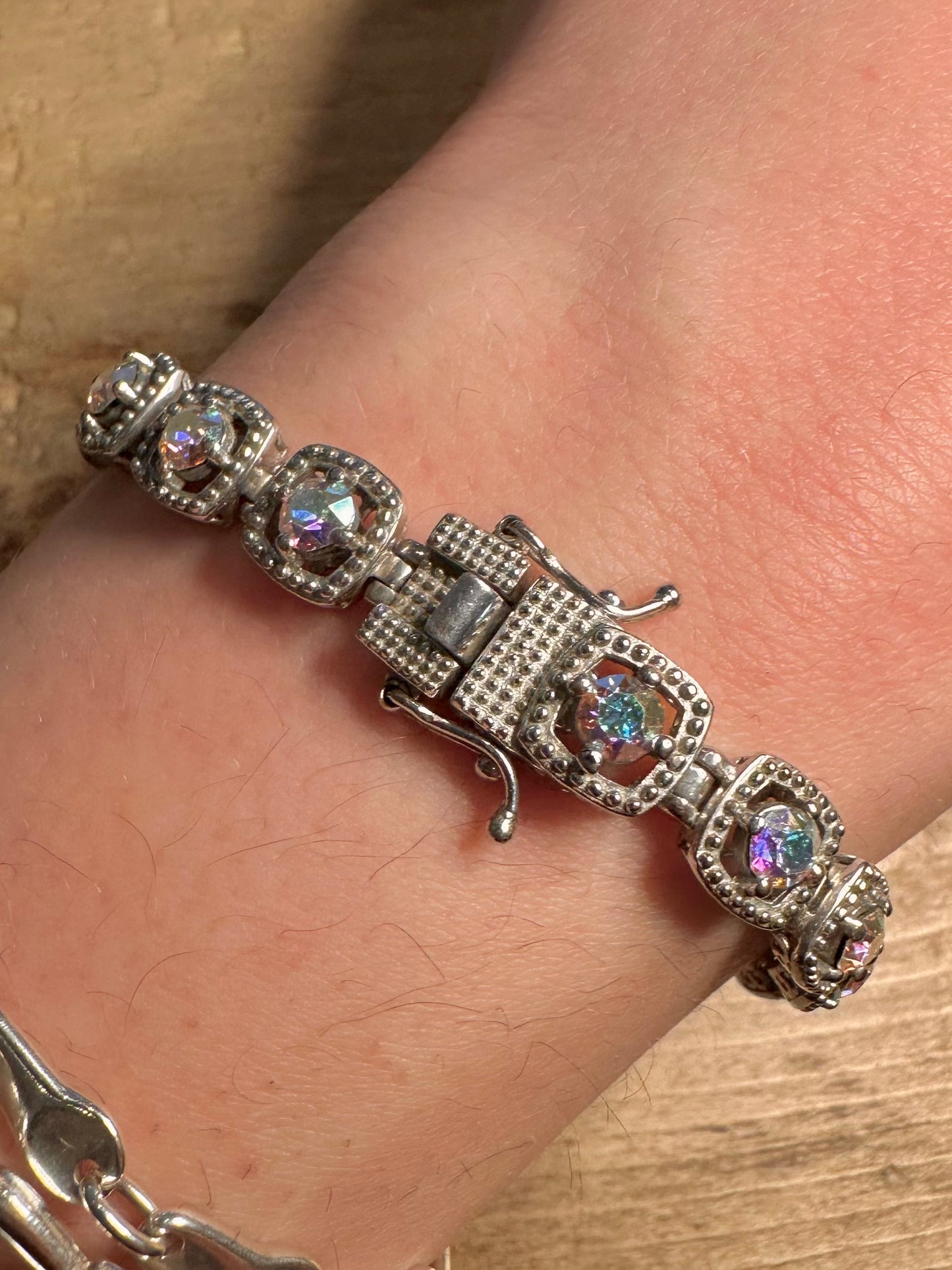 Modernist CZ Stones 925 Silver Tennis Bracelet