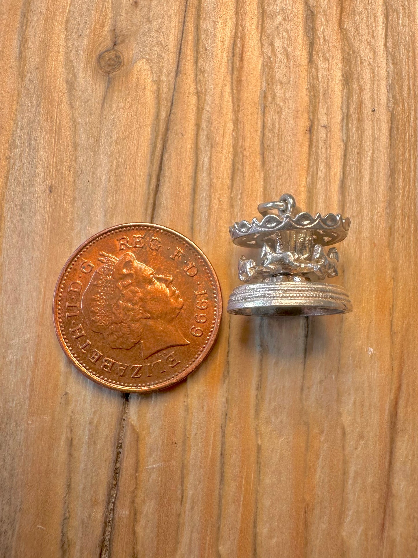Vintage Nuvo Horse Carousel Moving 925 Sterling Silver Charm Pendant