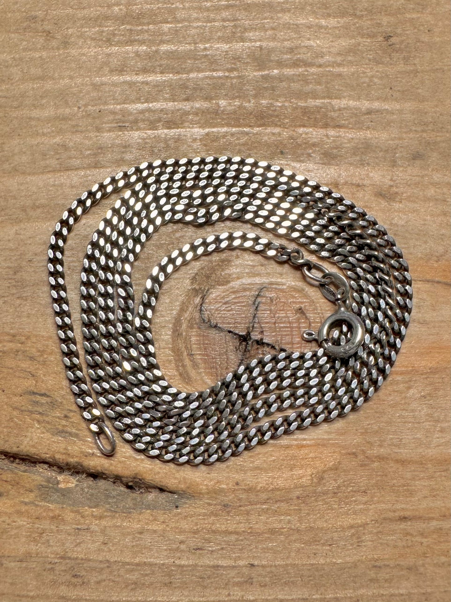 Vintage Close Link Curb Chain 925 Silver 20 inch Necklace