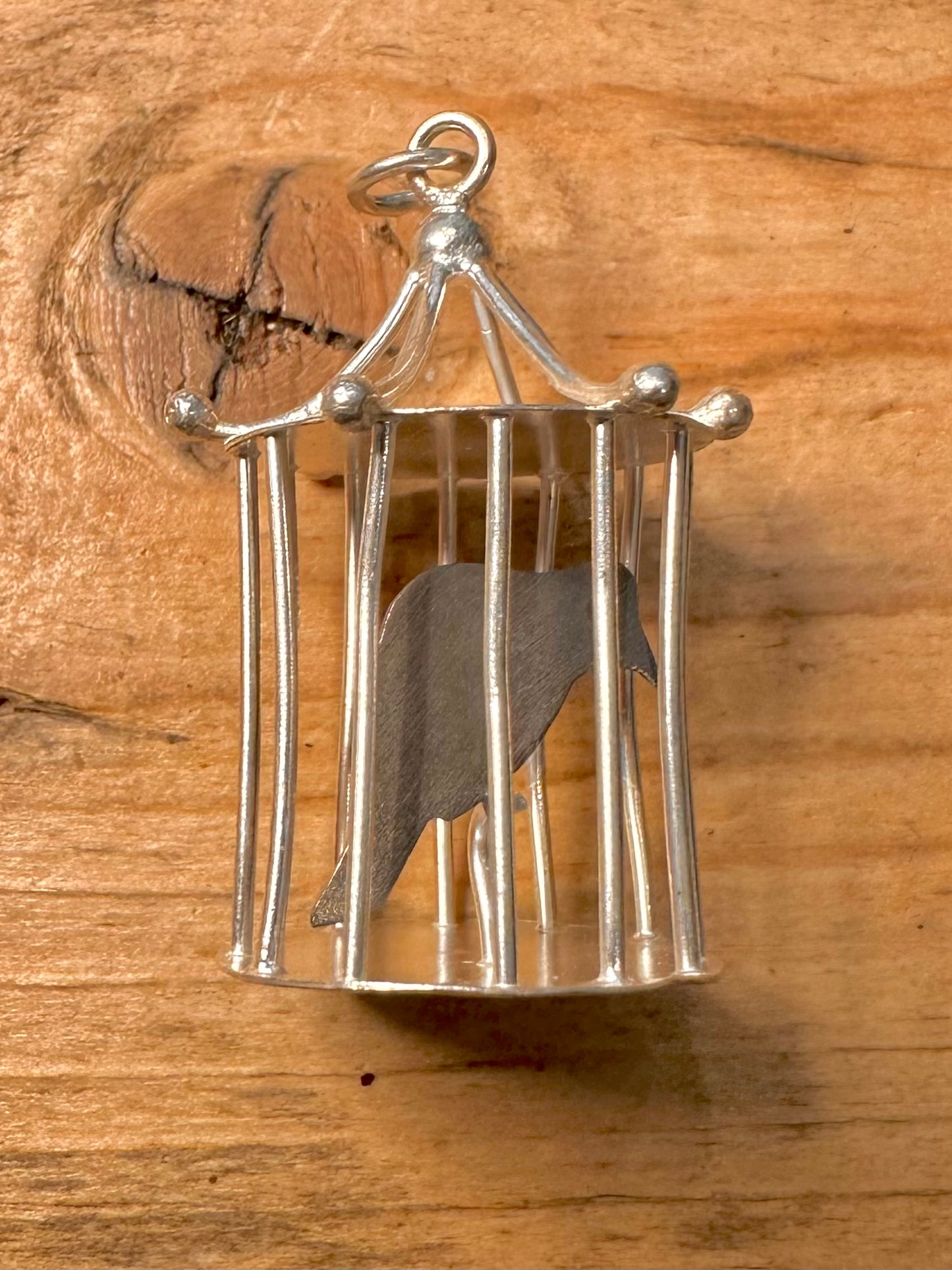 Handmade Bird Cage 925 Silver Pendant