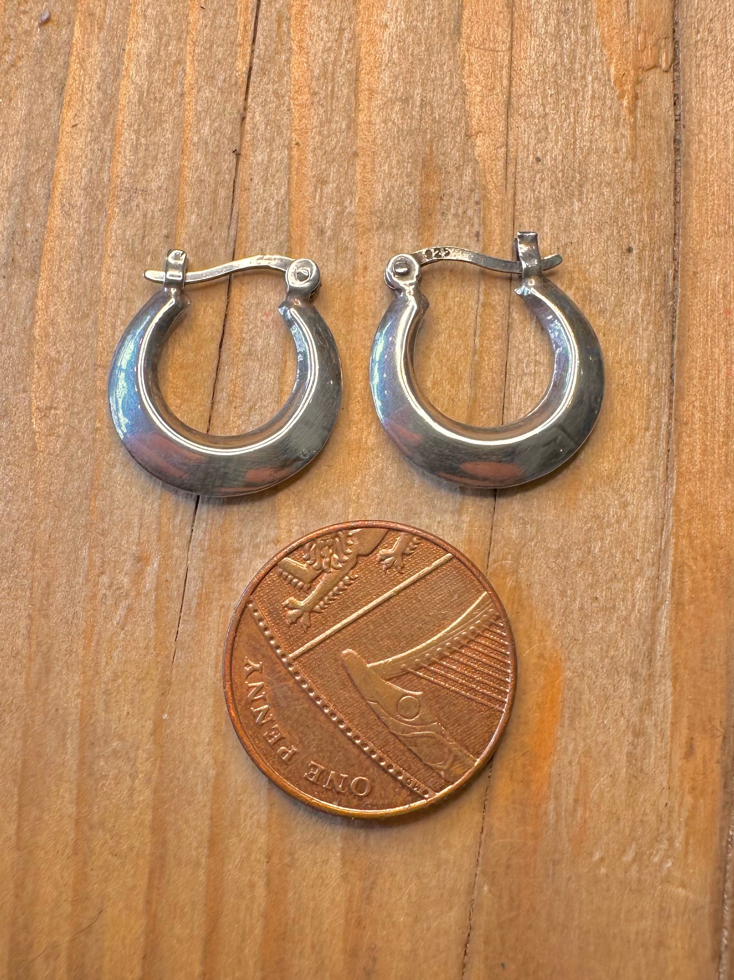 Vintage Small Chunky Hoops 925 Sterling Silver Earrings