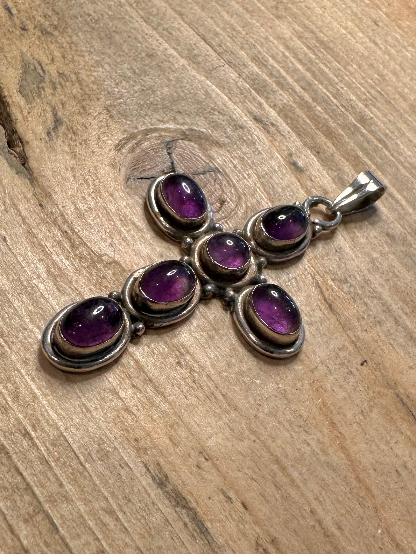 Vintage Amethyst Cross 925 Silver Pendant