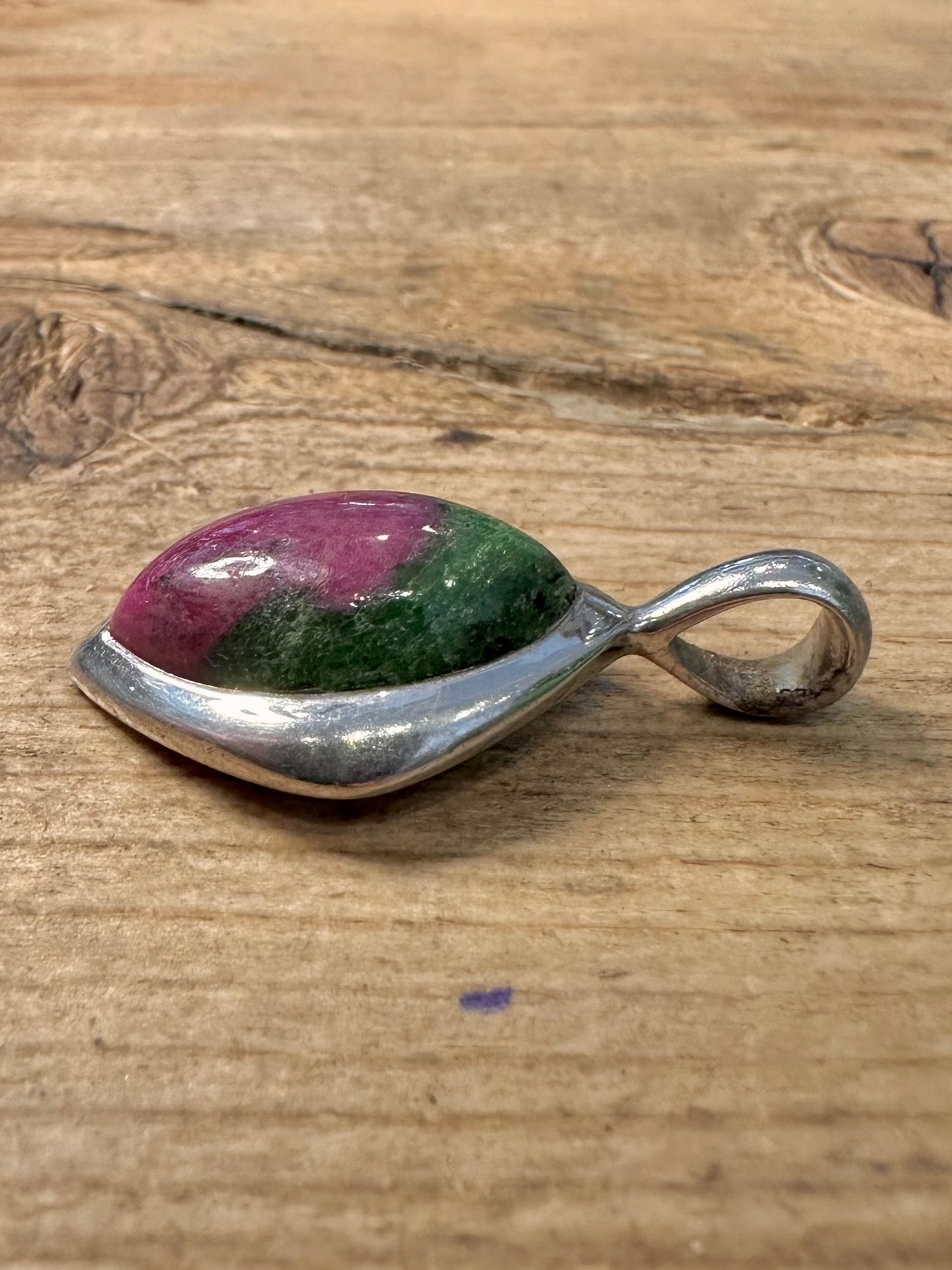 Modernist Zoisite 925 Silver Pendant