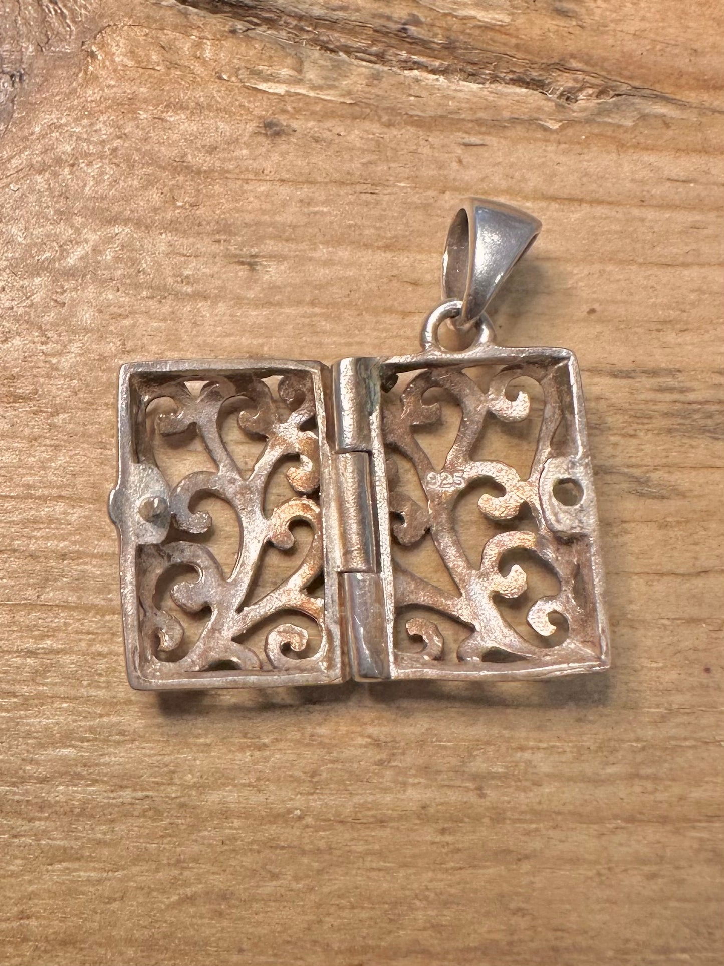 Vintage Filigree Locket 925 Silver Pendant