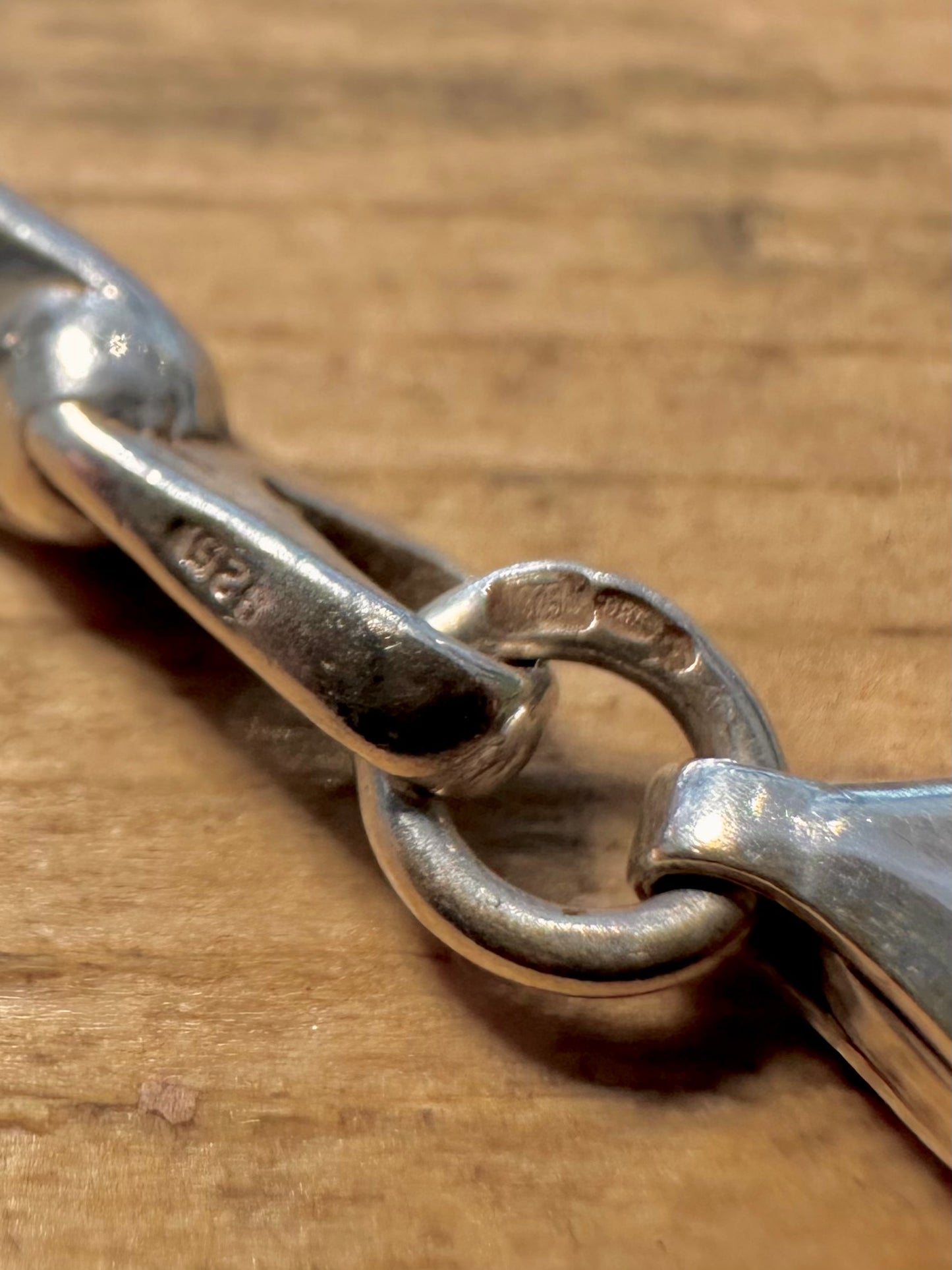 Vintage Abstract Unique Bar Link 925 Silver 15.3 inch Necklace