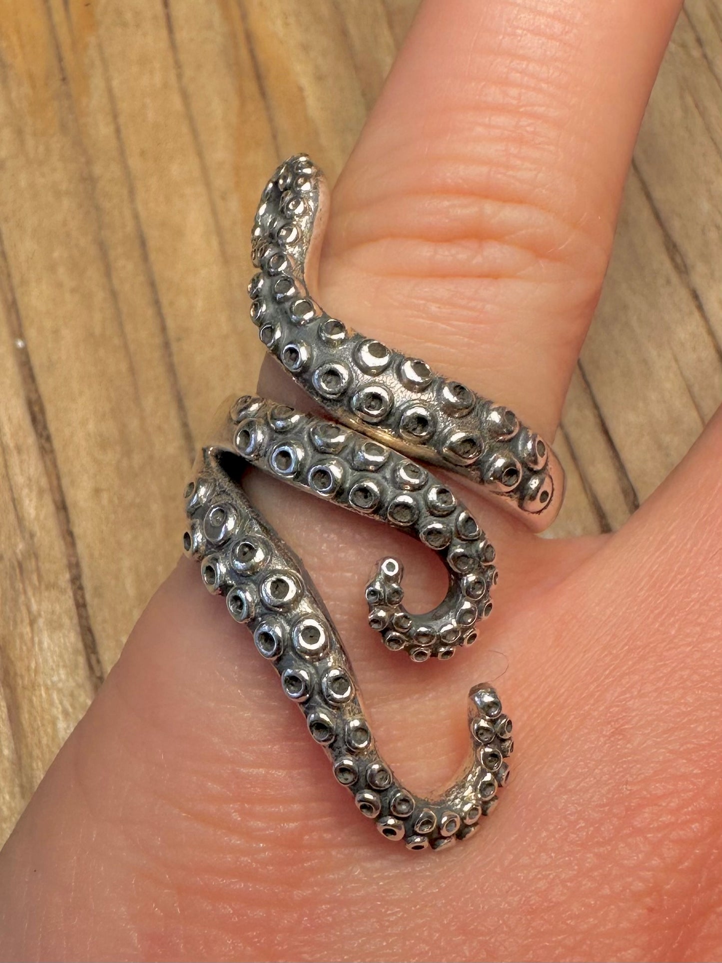 Vintage Octopus Tentacles 925 Sterling Silver Size N Ring