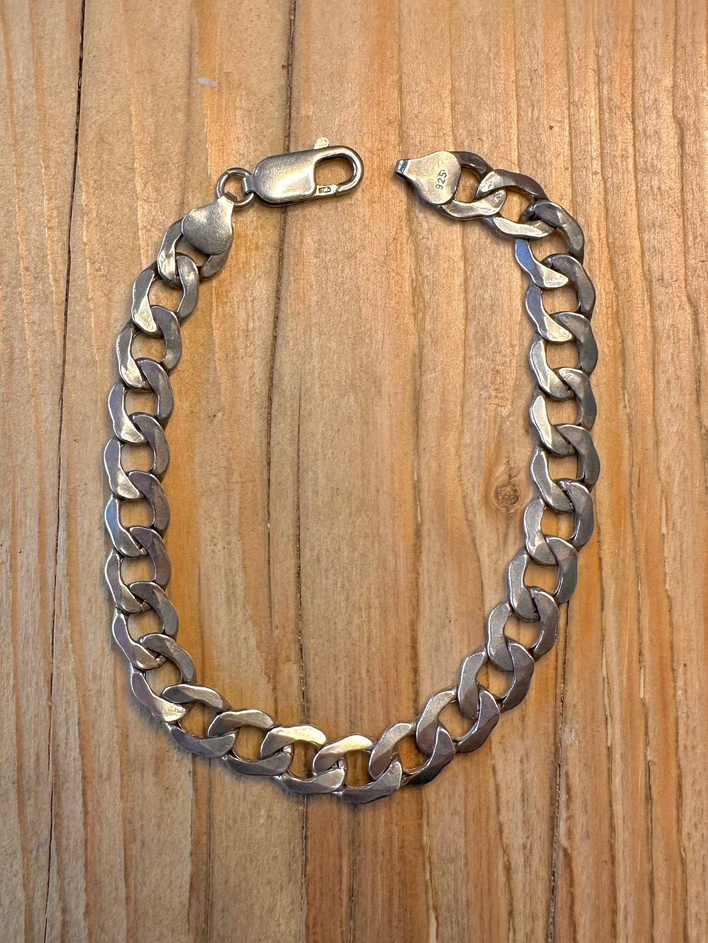 Vintage Curb Chain 925 Sterling Silver 8.5 inch Bracelet