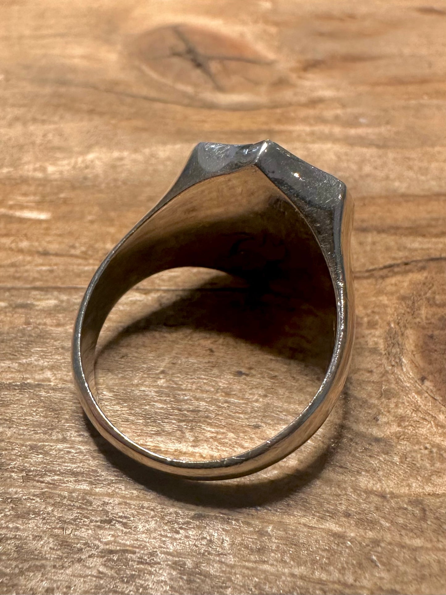 Vintage Biker Scene Signet 925 Silver Size U Ring