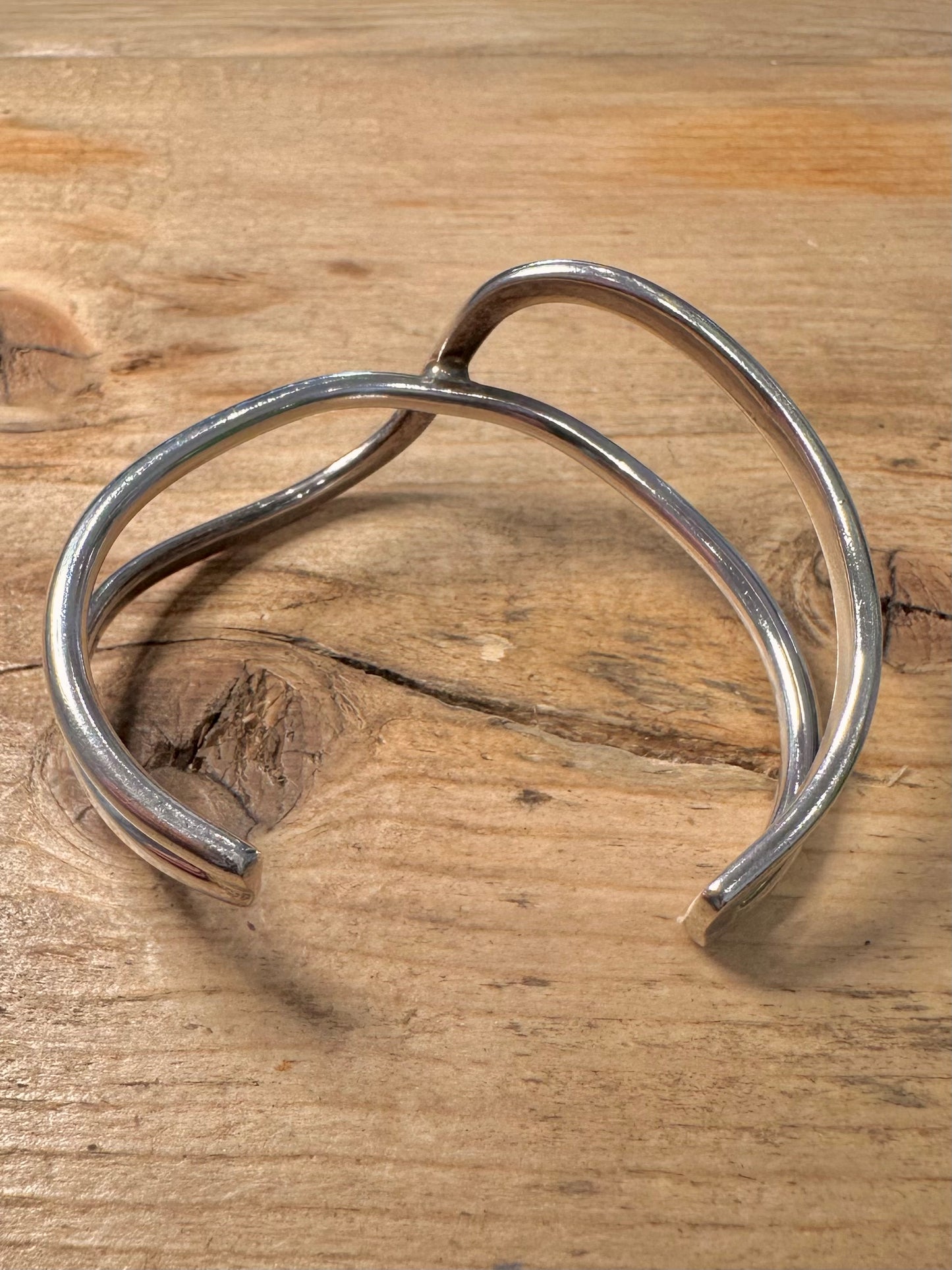 Abstract Overlapping Cuff 925 Silver Bangle
