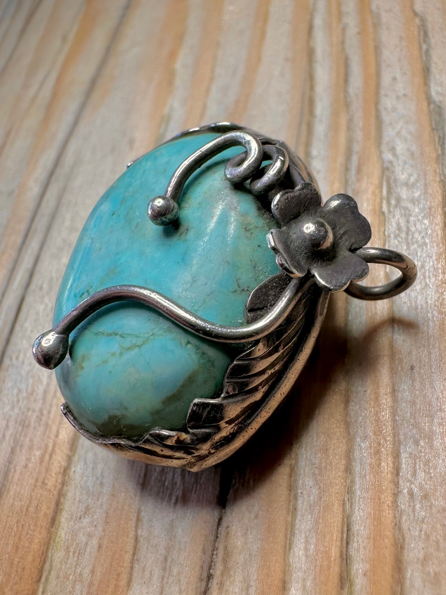 Vintage Roh-Türkis Navajo 925 Sterling Silber Anhänger