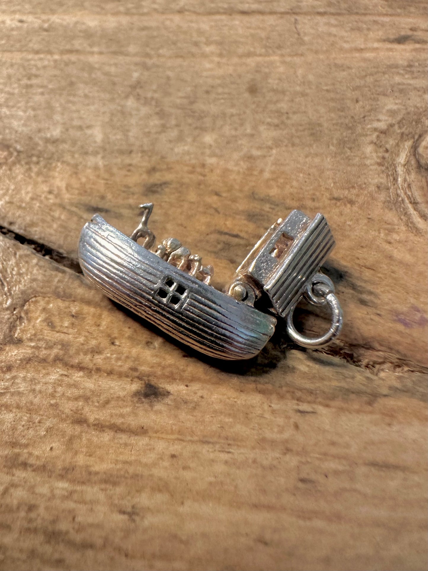 Vintage Noah Ark Articulated 925 Silver Charm Pendant