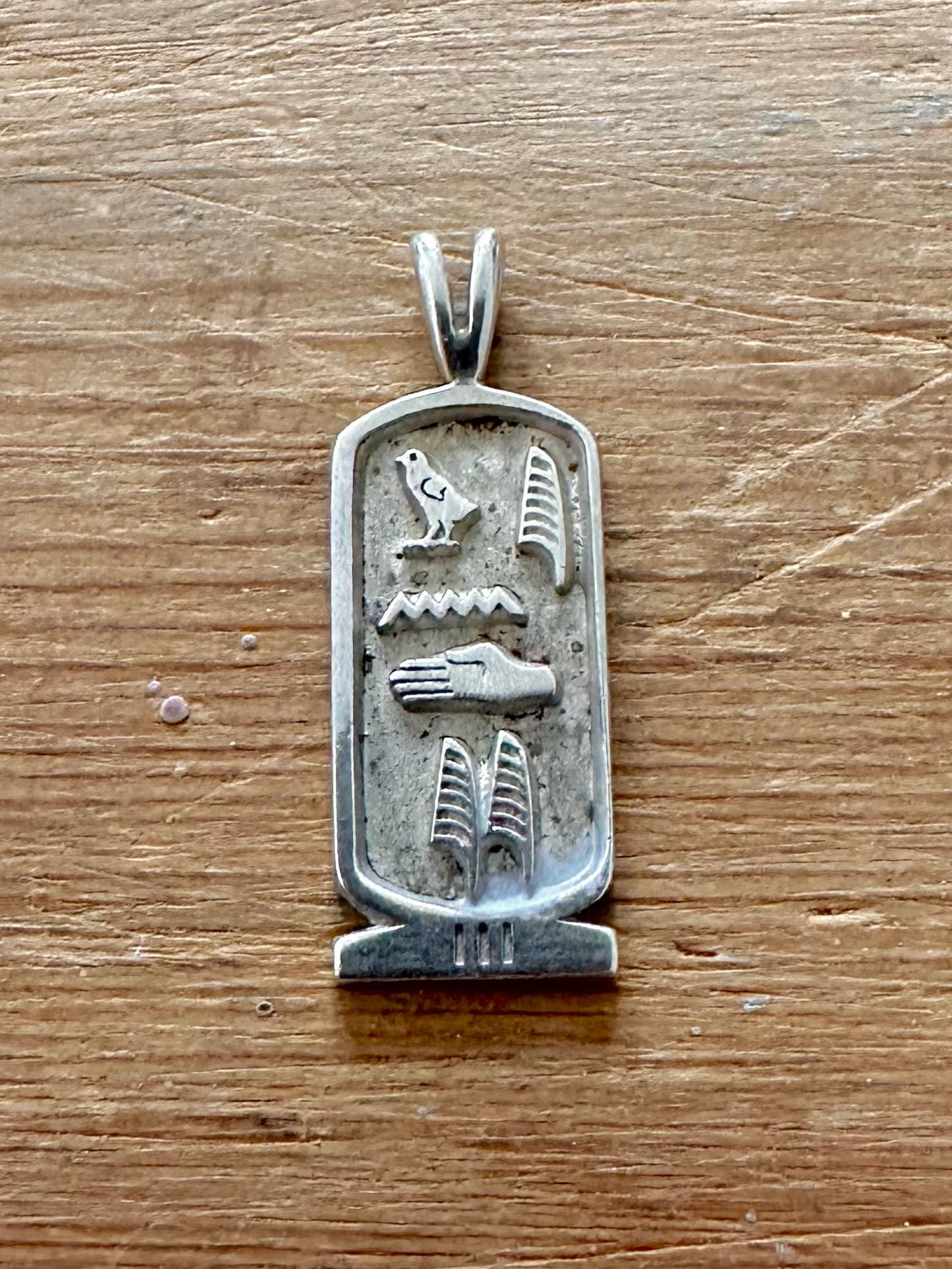 Vintage 1986 Egyptian Cartouche 925 Silver Pendant