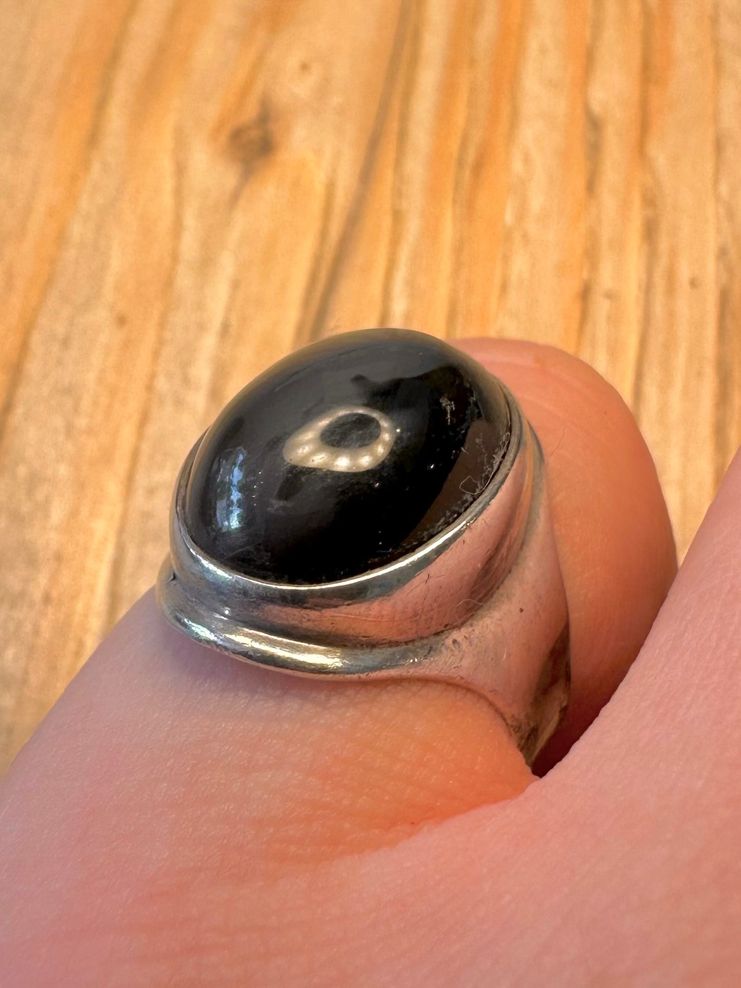 Vintage 1970 Blue Tigers Eye 925 Sterling Silver Size L1/2 Ring