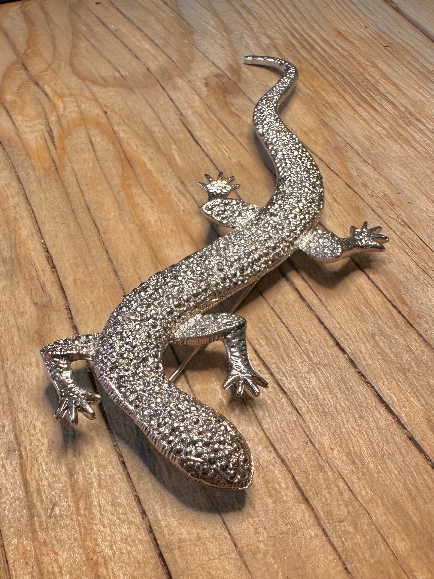 Vintage Large Lizard Costume Silver Brooch