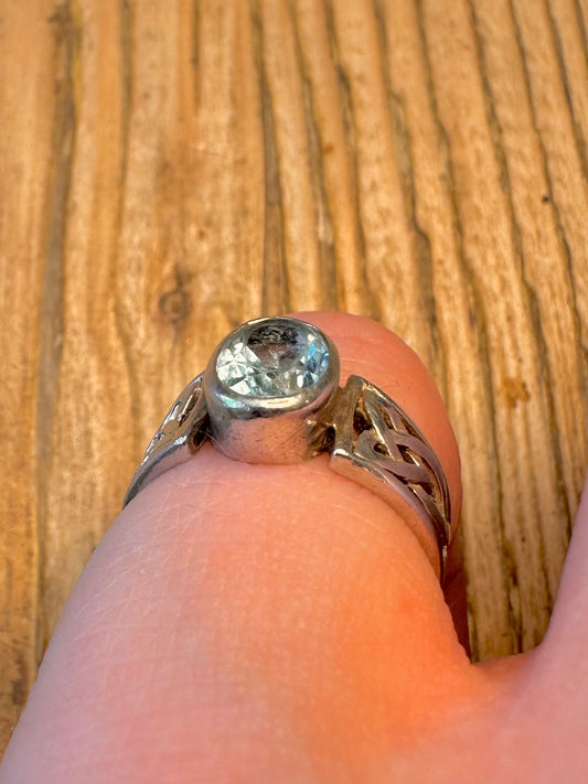 Blue Topaz Celtic 925 Sterling Silver Size K1/2 Ring