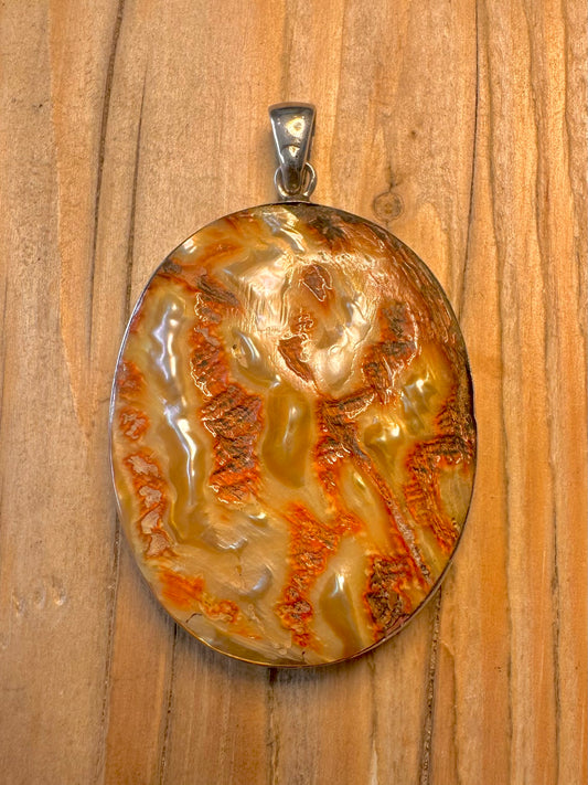 Vintage Pseudomorph Agate 925 Sterling Silver Pendant