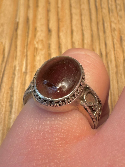 Vintage Red Agate Tribal 925 Sterling Silver Size N Ring