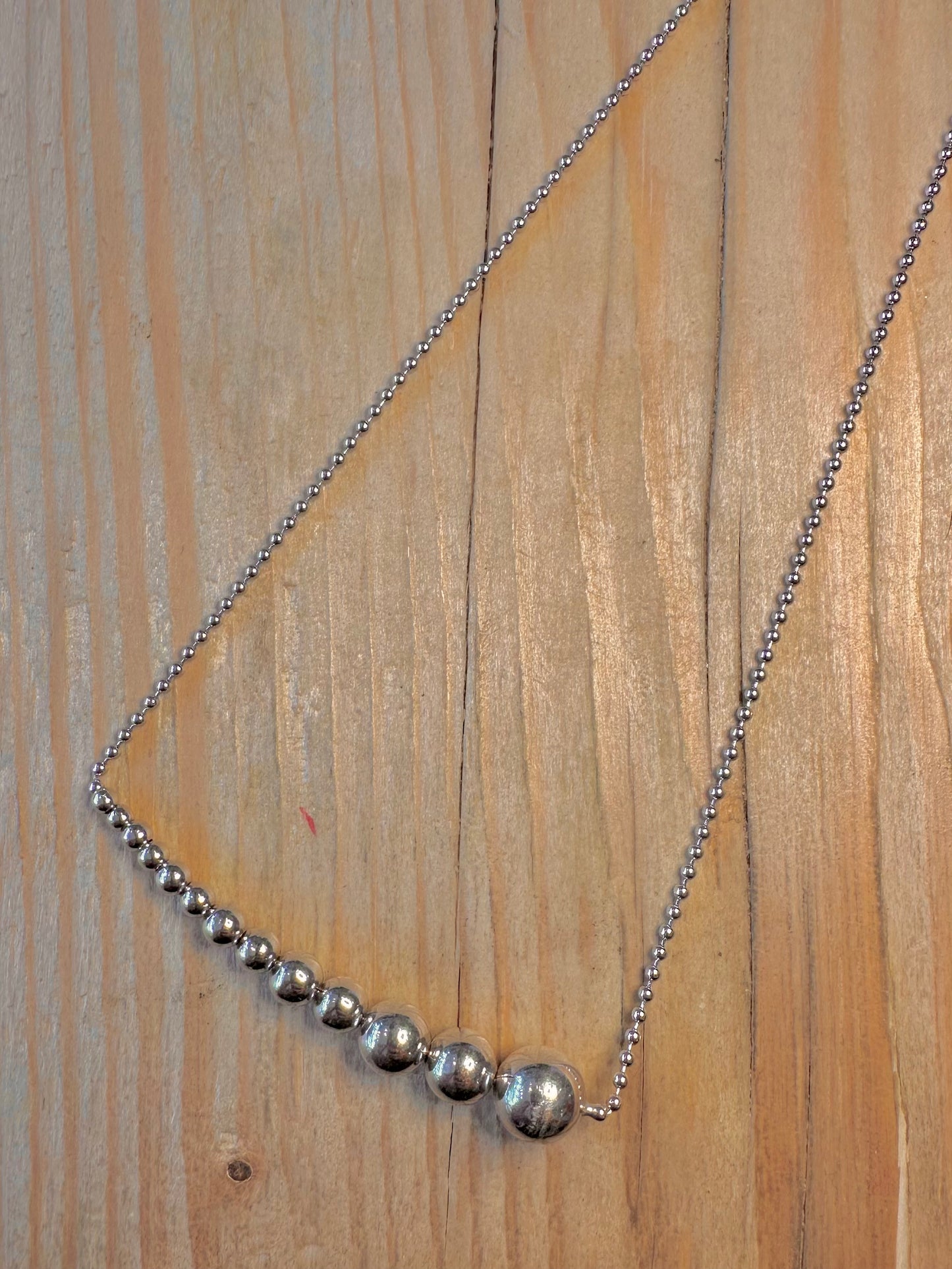 Modern Ball Chain Graduated 925 Sterling Silver 17.5 to 19.4 inch Necklace