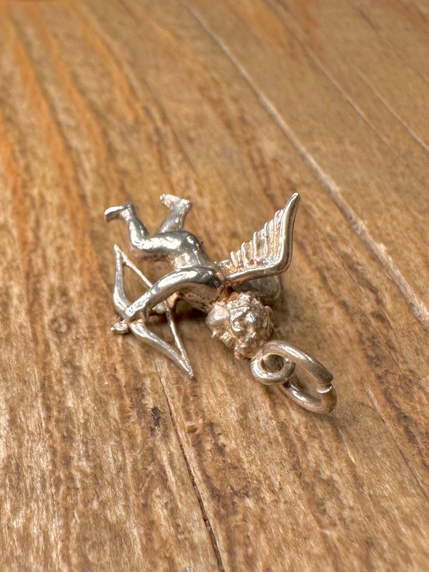 Vintage Amor mit Bogen 925 Sterling Silber Anhänger